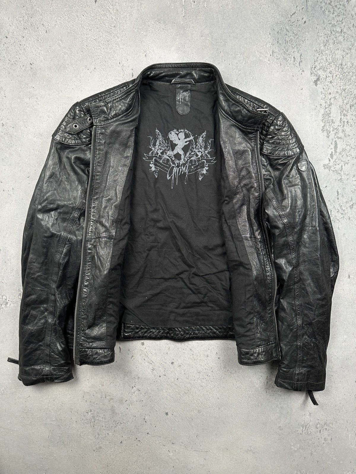 Leather Gipsy Archive Y2K Black Leather Moto Biker Jacket Womens 90s Size M / US 6-8 / IT 42-44 - 2 Thumbnail