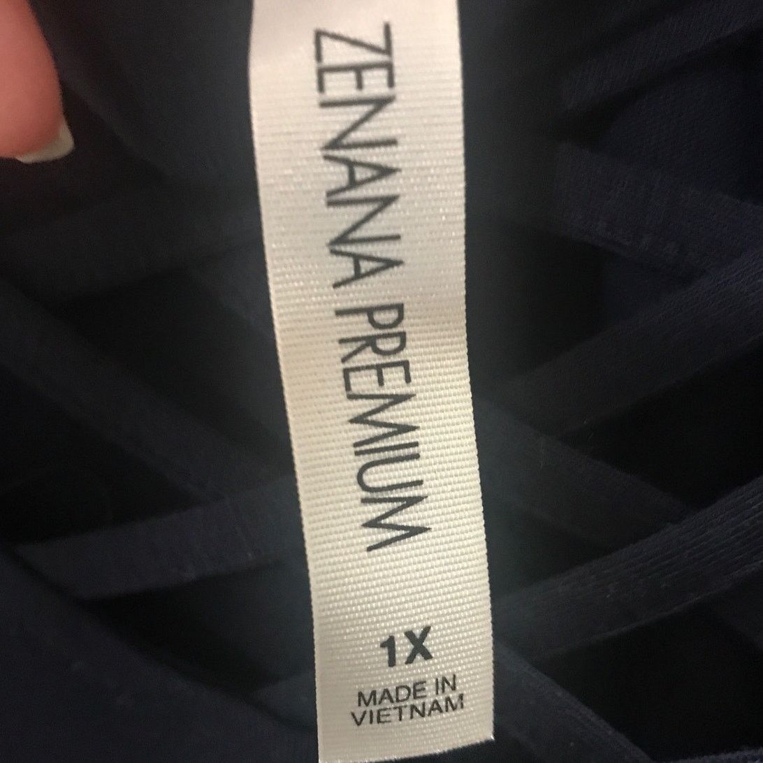 Other Zenana Premium Navy V-neck Short Sleeve Shift Midi Dress 1X Size XL / US 12-14 / IT 48-50 - 3 Thumbnail
