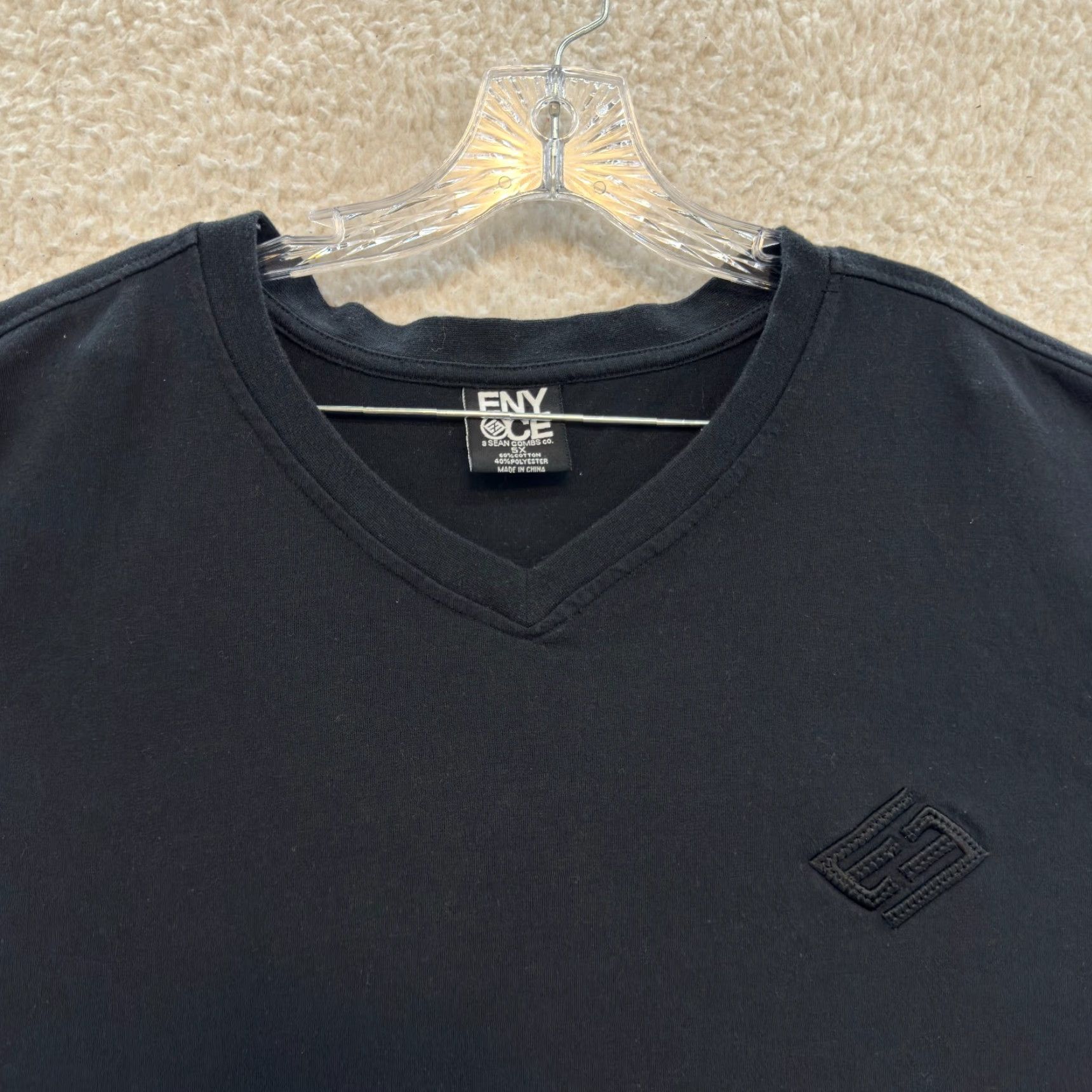 Enyce VINTAGE Y2K Enyce 5XLT Black Short Sleeve Crew Neck T-Shirt Mens Blank V-Neck Shirt Size US XXL / EU 58 / 5 - 3 Thumbnail