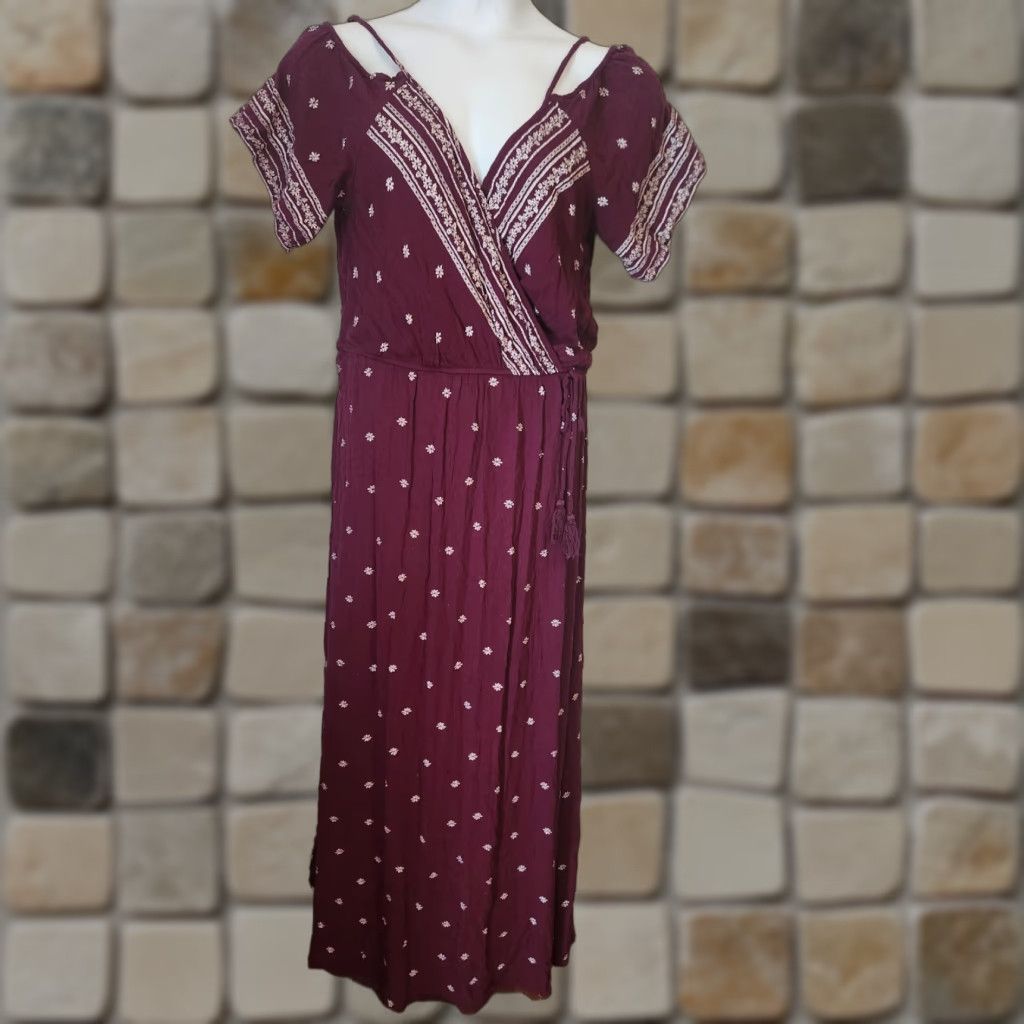 Vintage Xhilaration Maxi Dress Floral Red V-Neck Short Sleeve Boho Hippie XL Women Size XL / US 12-14 / IT 48-50 - 1 Thumbnail