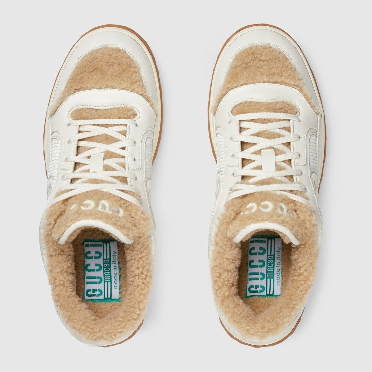 Gucci o1s1wg110425 Men's MAC80 Sneakers in Off White & Beige Size US 8.5 / EU 41-42 - 5 Thumbnail