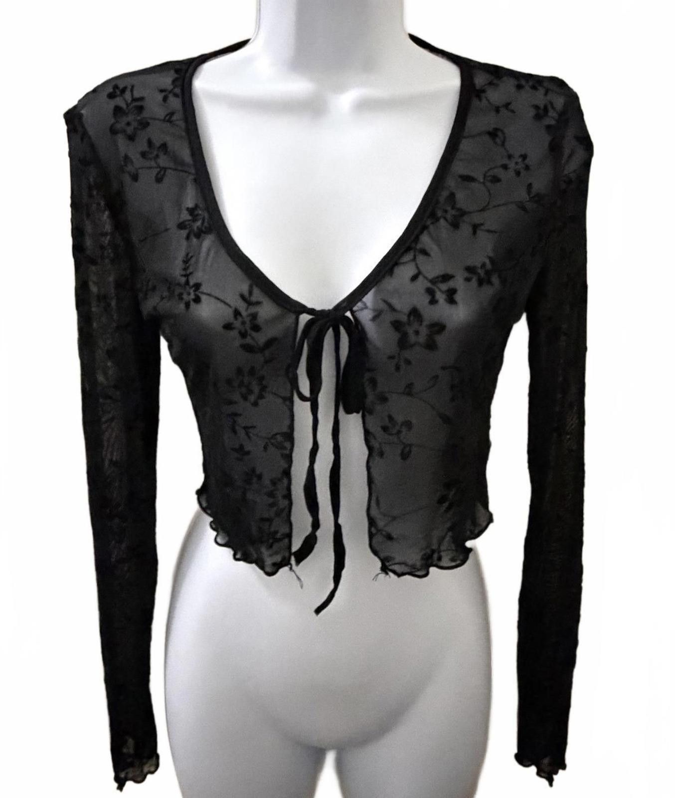 Other SHEIN Sheer Cover w/ Tie in Black (X-SMALL) Size XS / US 0-2 / IT 36-38 - 3 Thumbnail