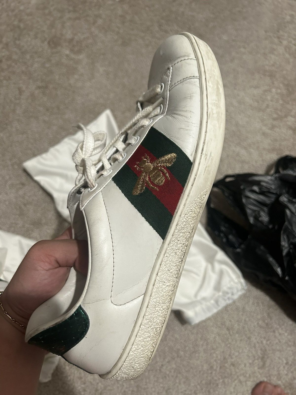 Gucci Gucci Ace Sneakers With Bee Embroidery Size US 9.5 / EU 42-43 - 13 Thumbnail