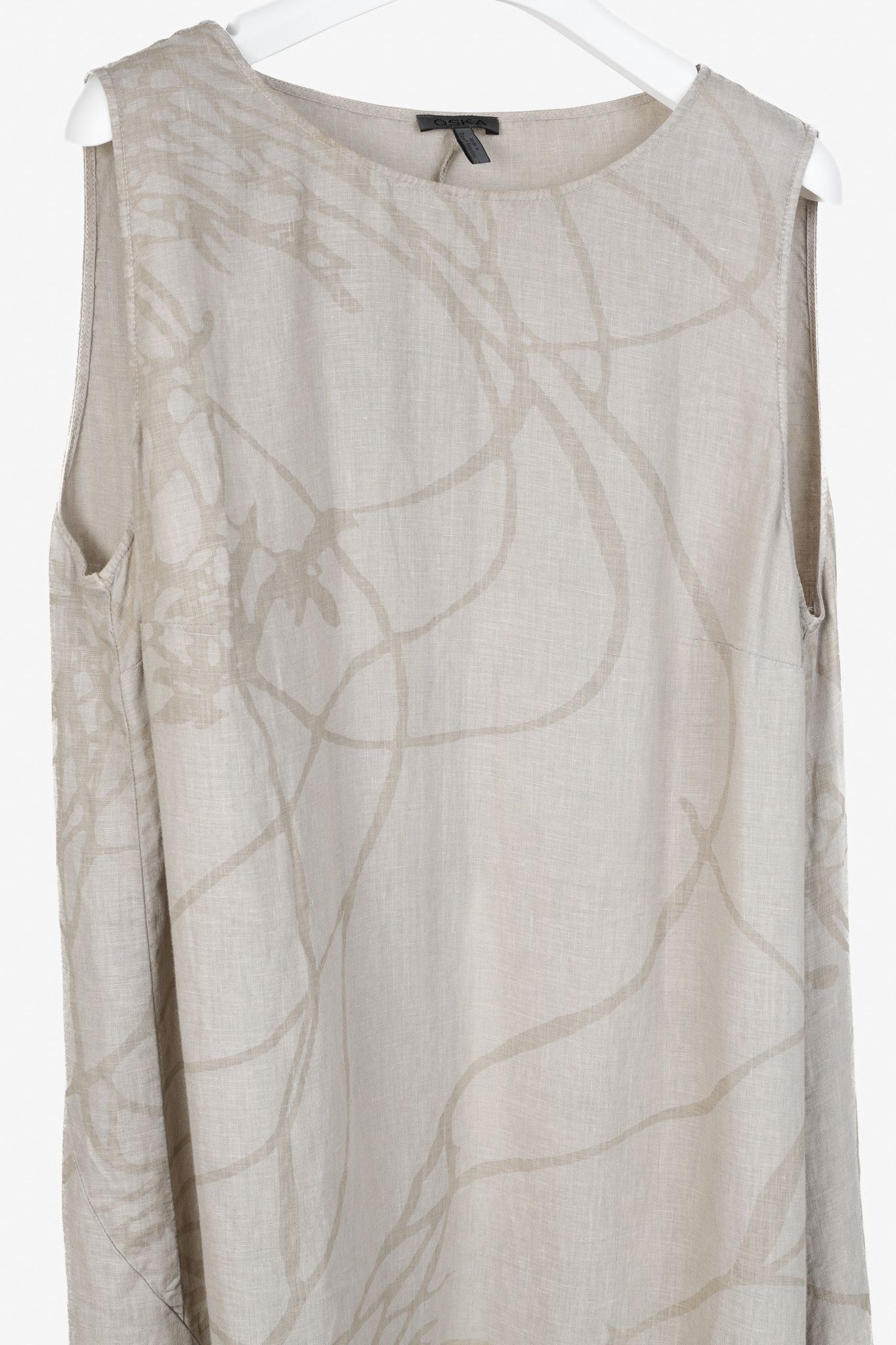Other Oska Tuelo Taupe Branch-Print Linen Balloon-Hem Dress Size L / US 10 / IT 46 - 3 Thumbnail