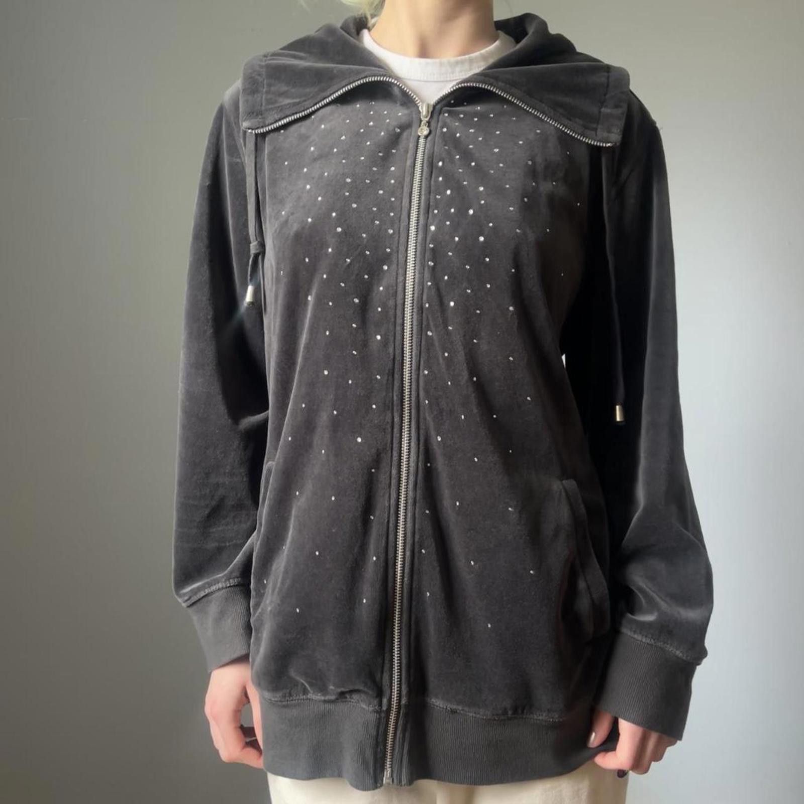 Other Christopher & Banks velour bedazzled black zip up jacket Size XL / US 12-14 / IT 48-50 - 8 Thumbnail