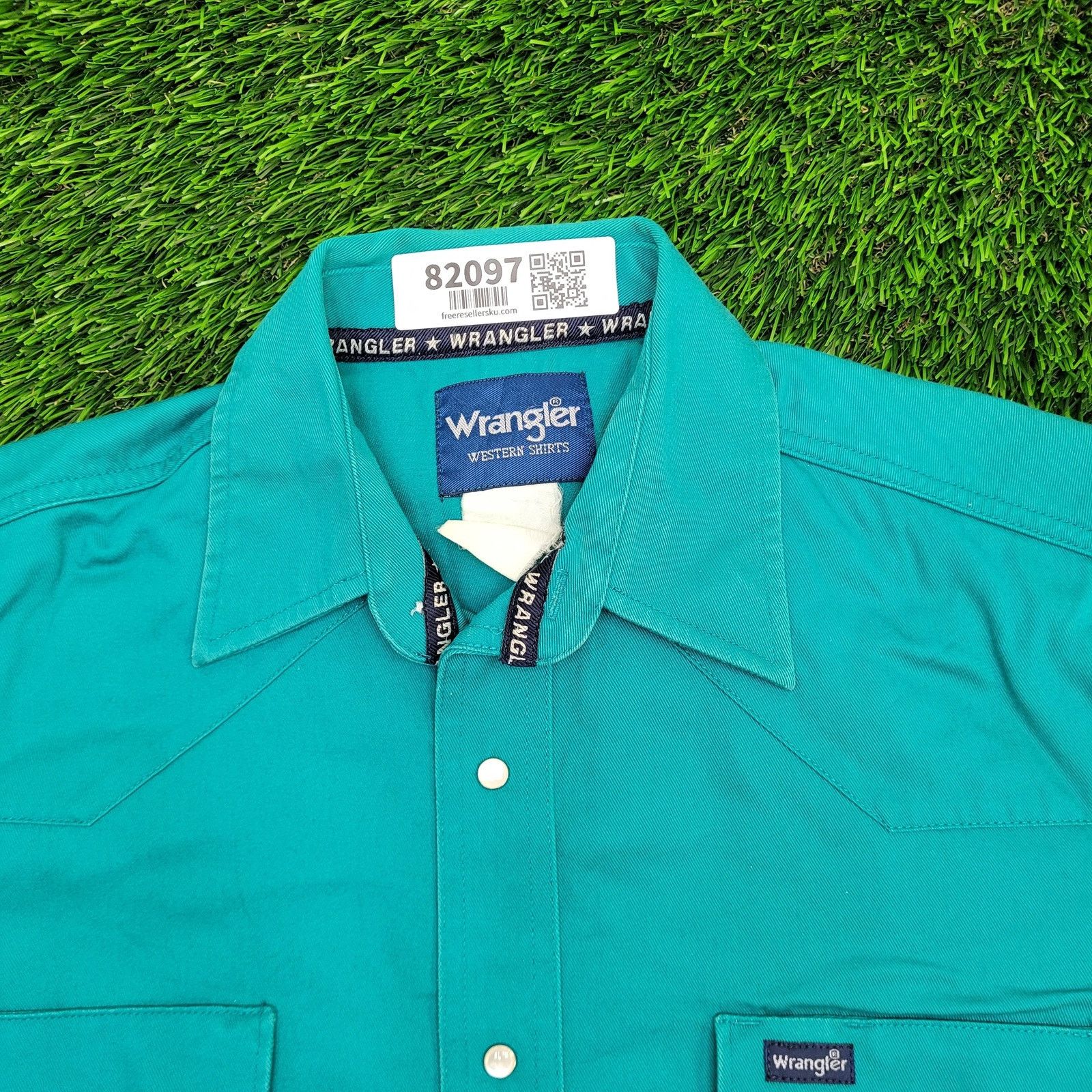 Wrangler Vintage Wrangler Western Pearl-Snap Shirt Large 22x30 Teal Size US L / EU 52-54 / 3 - 9 Thumbnail