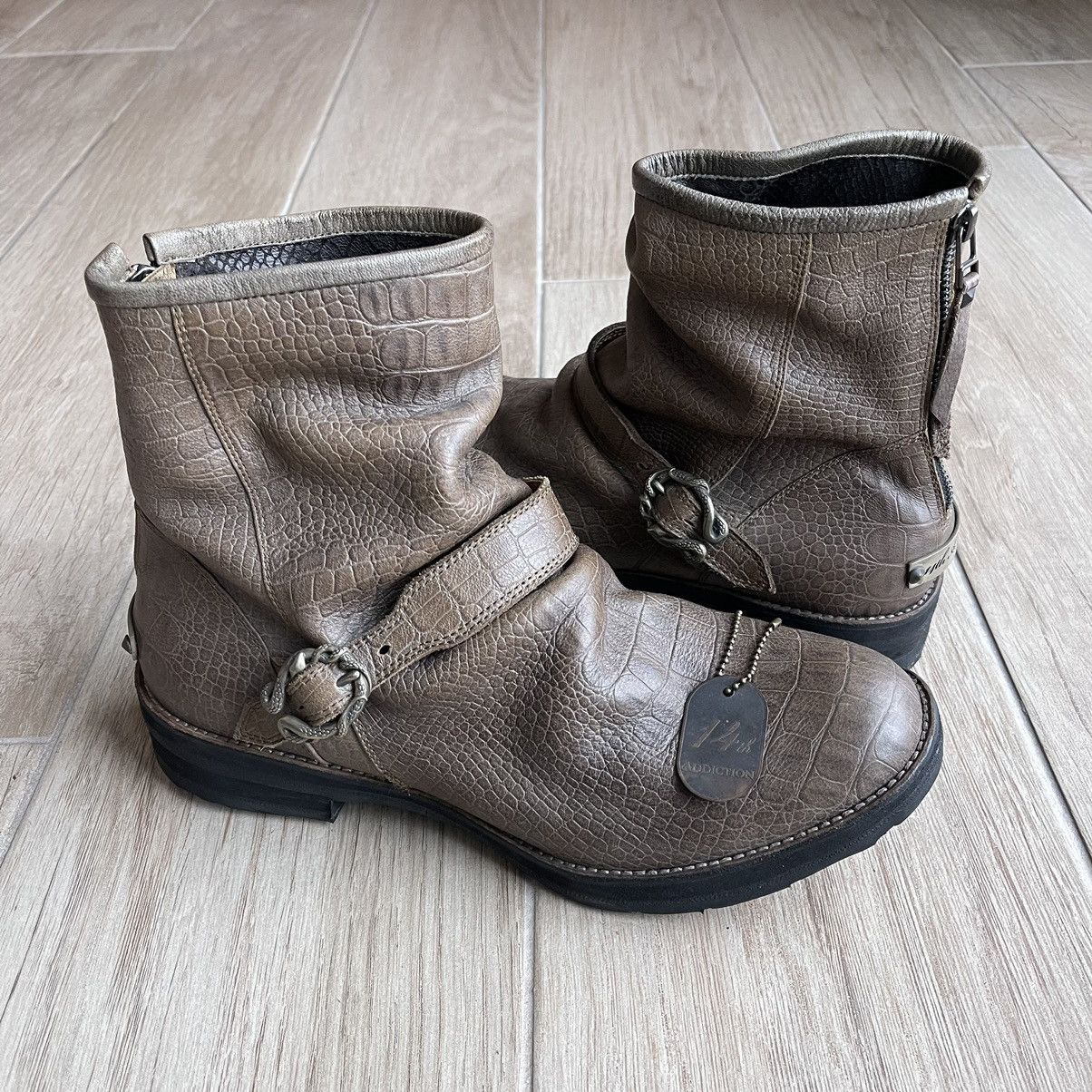 14th Addiction Back Zip Serpent Buckle Croc Leather Granvill Engineer Boots Size US 9.5 / EU 42-43 - 1 Thumbnail