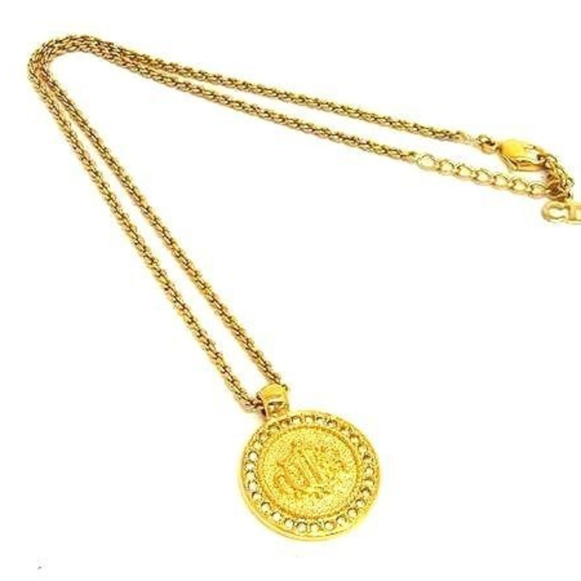Dior Christian Dior necklace, gold metal, women's, emblem, rhinestone. Size ONE SIZE - 1 Thumbnail