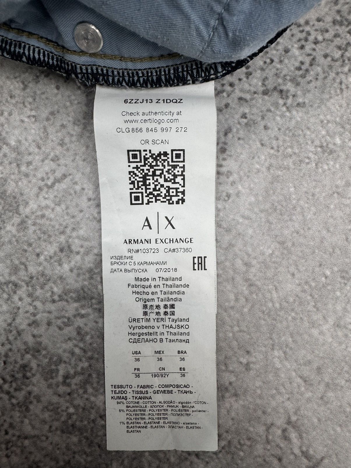 Armani Armani Exchange Men Cotton Denim Jeans Blue Size 36 Size US 36 / EU 52 - 9 Thumbnail