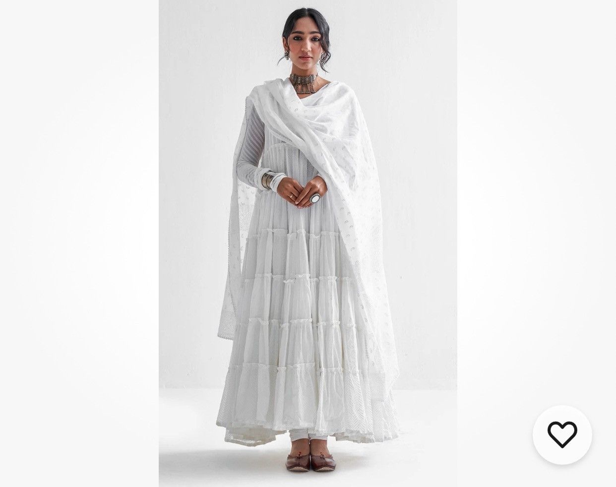 Other Firdaus Khari white Block Printed Tiered Anarkali Size XL / US 12-14 / IT 48-50 - 1 Thumbnail