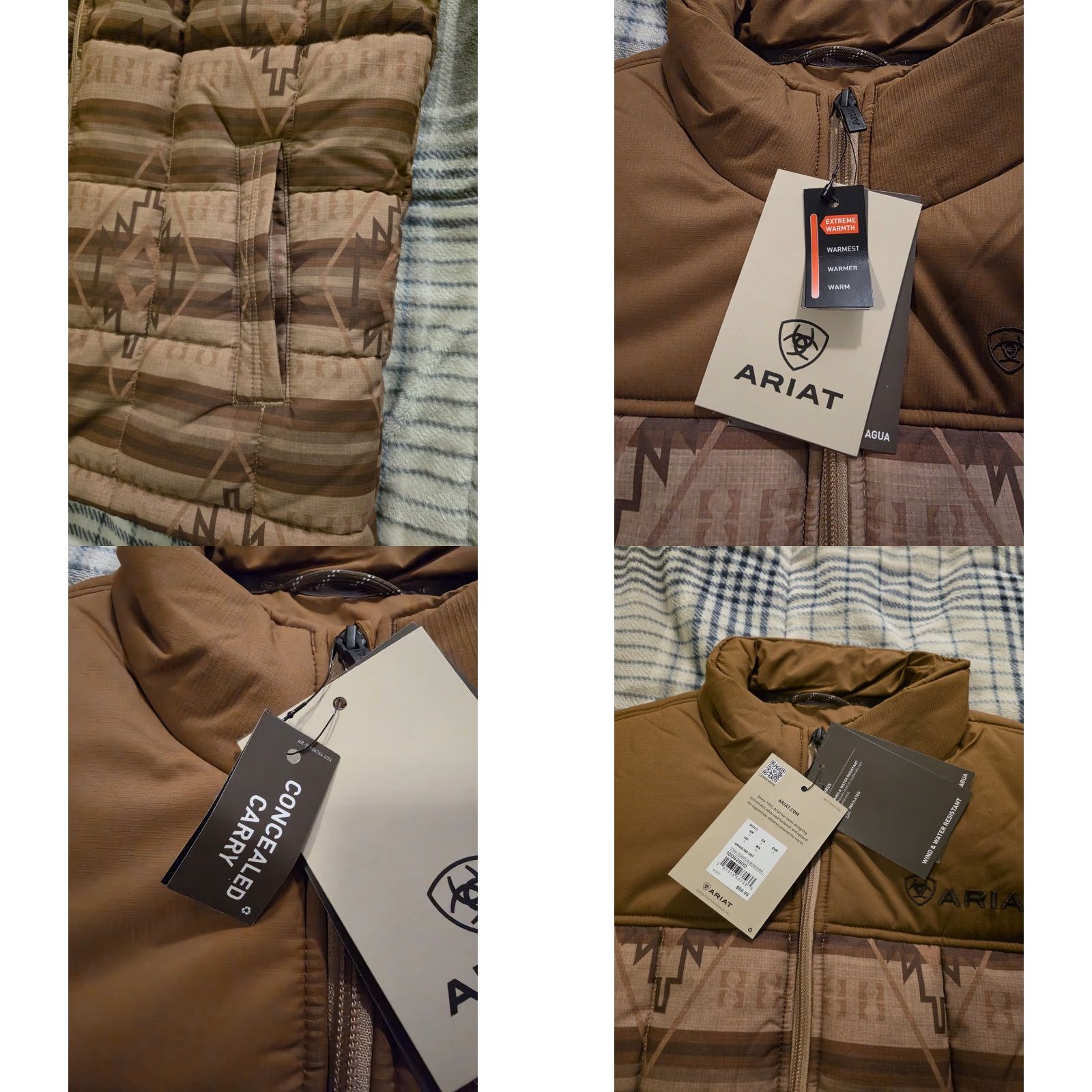 Ariat Ariat Vest Geometric Aztec Insulated Concealed Carry Mid-Length Stand-Up Collar Logo Men's S NEW NWT Size US S / EU 44-46 / 1 - 8 Thumbnail