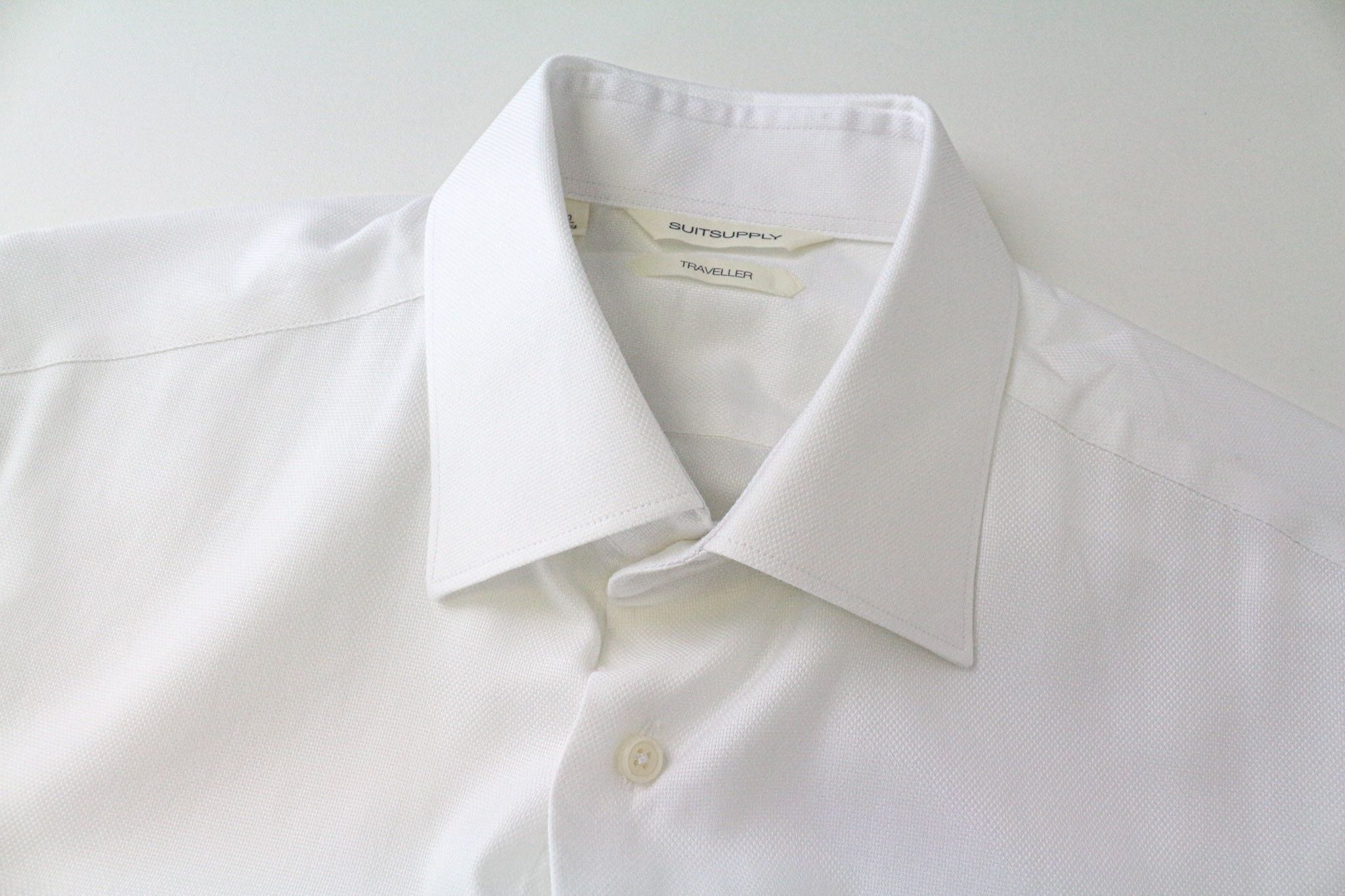 Suitsupply TRAVELLER 40/15 3/4 Slim White Cotton Shirt 79529 Size 40R - 3 Thumbnail