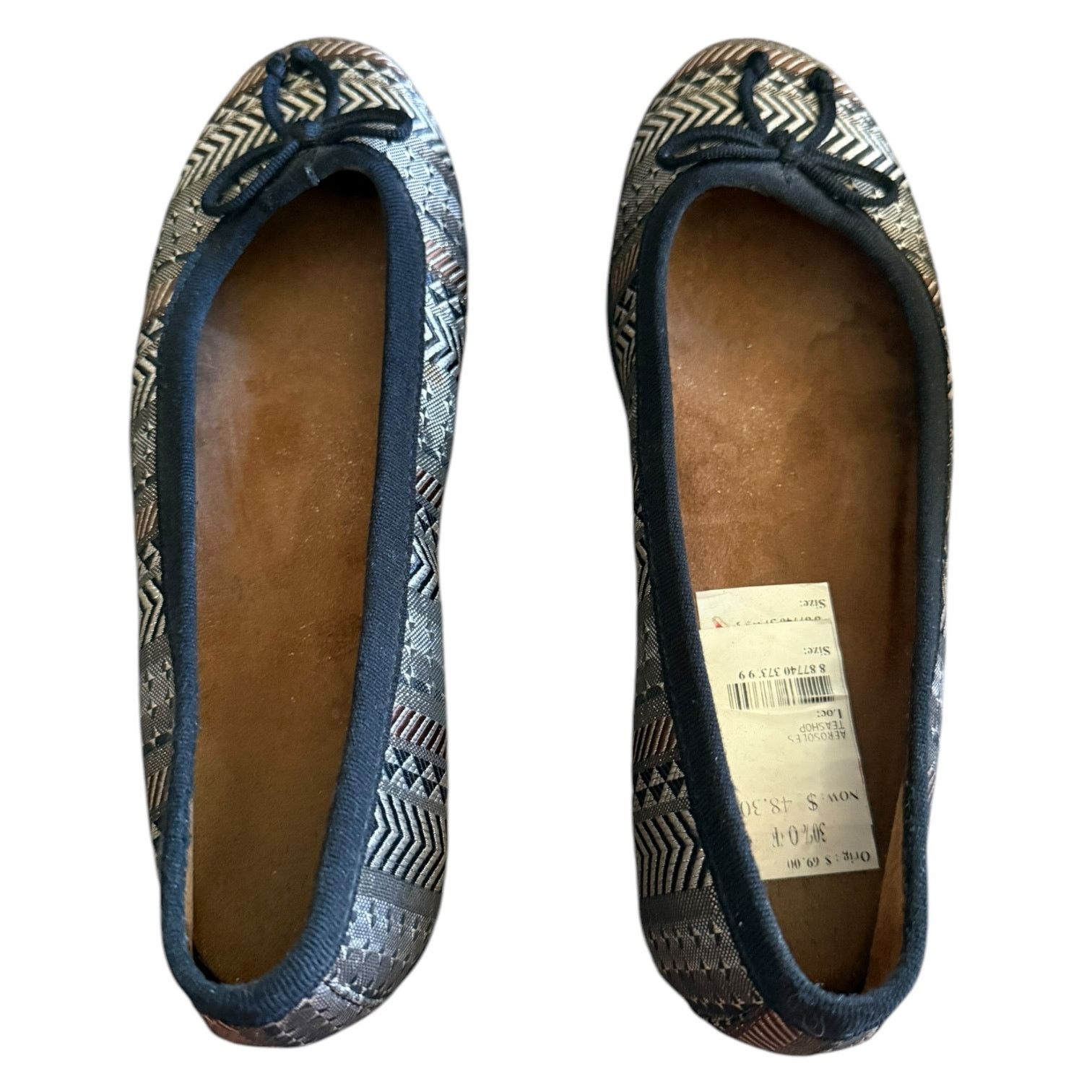 Other Aerosoles Metallic Teashop Geometric Print Ballet Flat 8 EUC Size US 8 / IT 38 - 4 Thumbnail