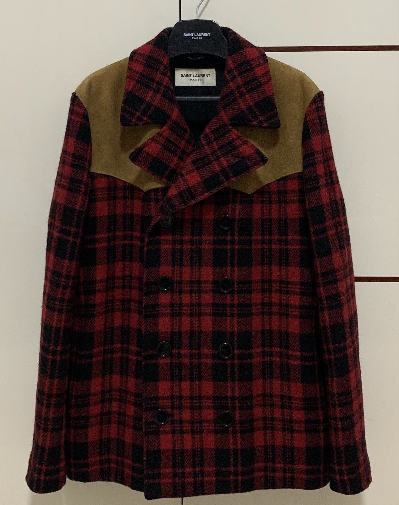 Saint Laurent Paris Saint Laurent 2014 Plaid red coat Size US M / EU 48-50 / 2 - 1 Thumbnail