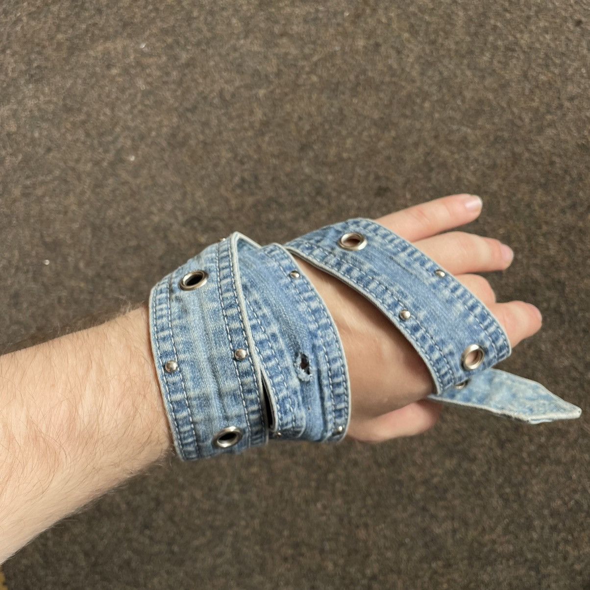 Vintage Vintage 90s Japanese Denim Belt Archive Goth Alt Graphic OS Size ONE SIZE - 5 Thumbnail