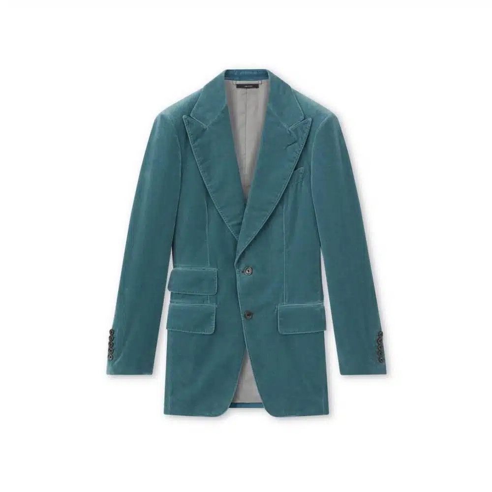 Tom Ford o1loc1c1224 11ML40 Velvet Jacket in Light Blue Size US S / EU 44-46 / 1 - 1 Thumbnail