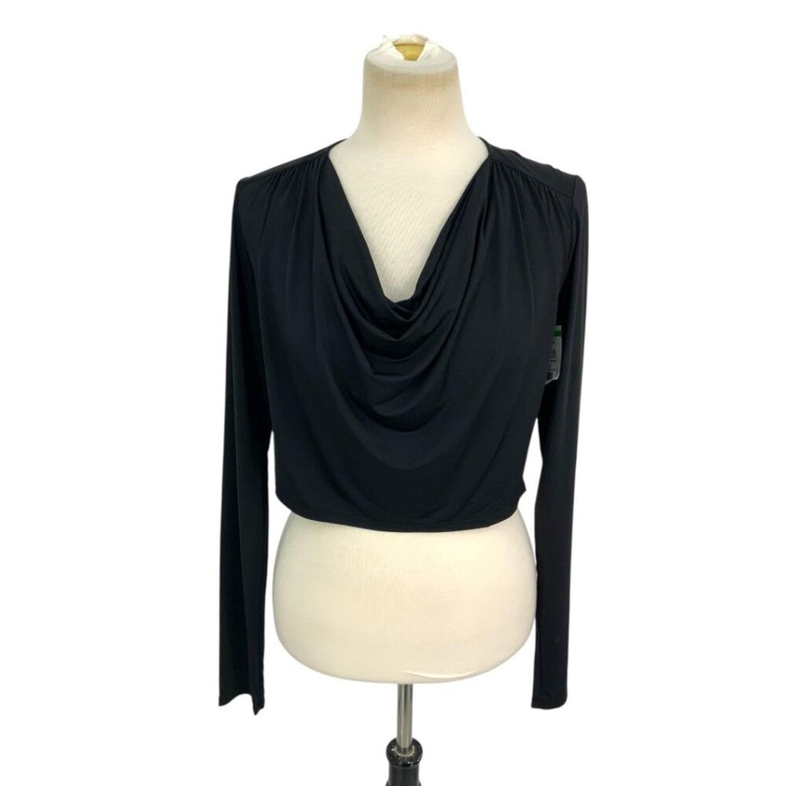 Other Open Edit Cowl Neck Crop Top Black Medium NWOT $49 MSRP Size M / US 6-8 / IT 42-44 - 2 Thumbnail