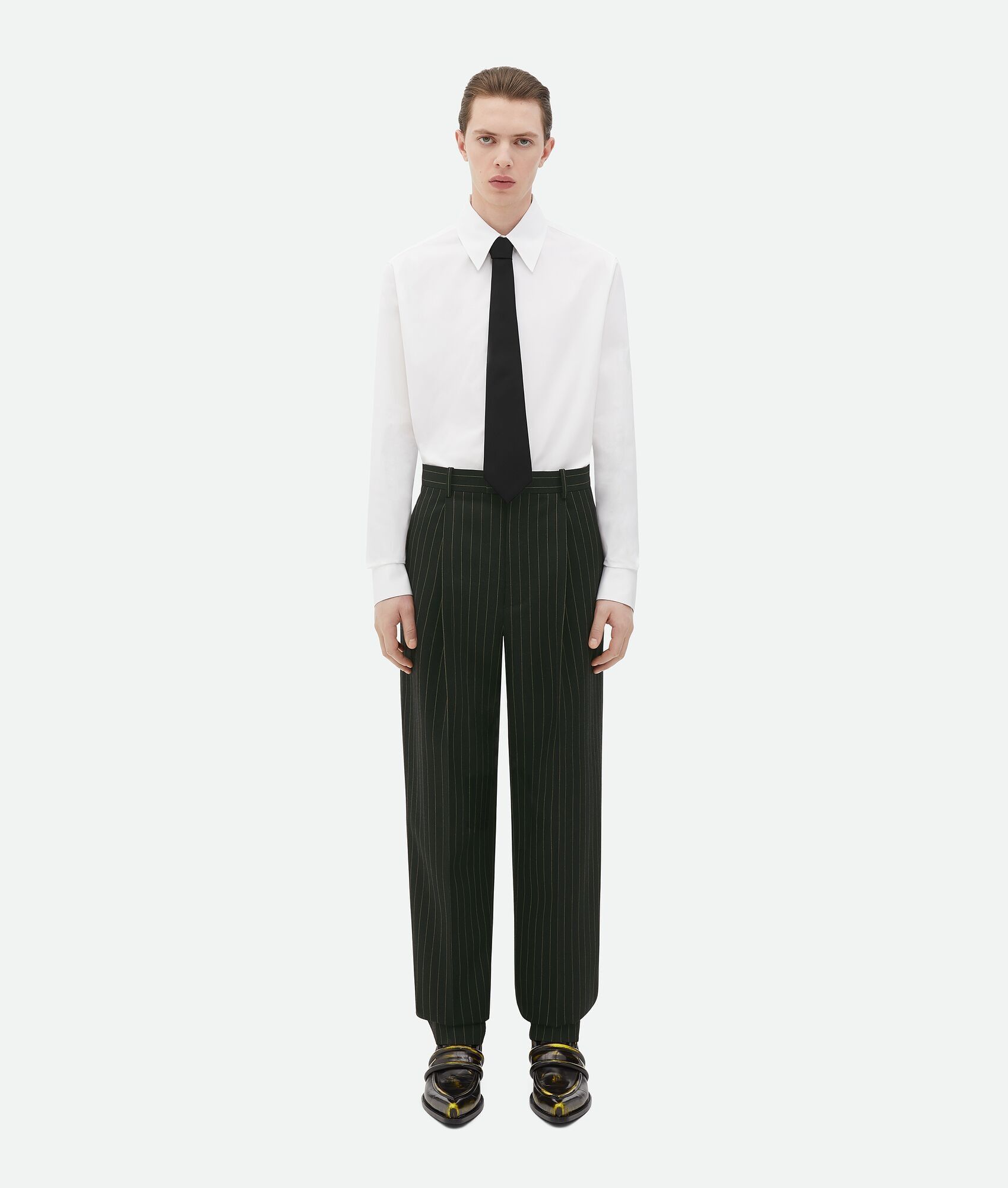 Bottega Veneta o1n1vont0125 Wool Pinstripe Straight Leg Pant in Camping Size US 30 / EU 46 - 1 Thumbnail
