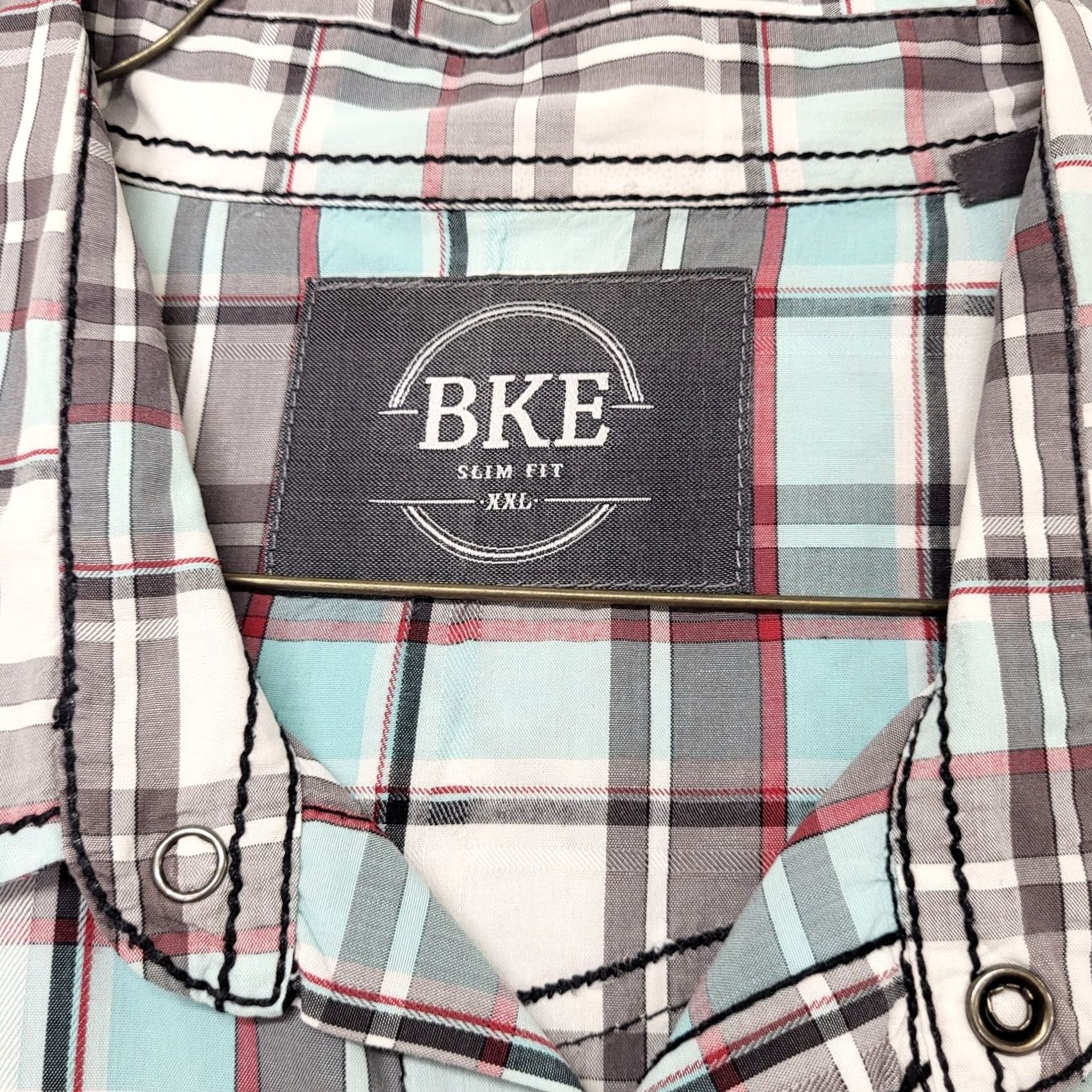 Vintage VINTAGE Havelock Shirt Men’s 2XL Short Sleeve Black Snap Plaid Gray Red Blue Buckle Size US XXL / EU 58 / 5 - 2 Thumbnail