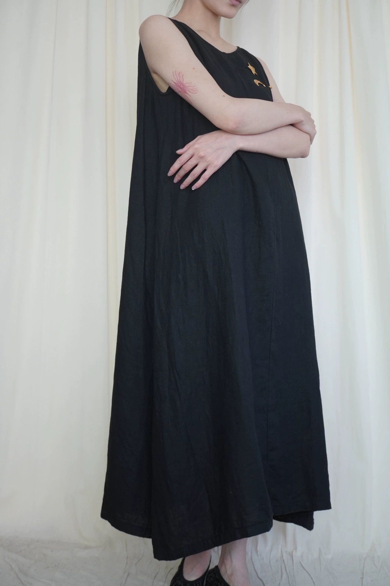 Other EvamEva 2000s Black Linen Vest Dress Japan 9/10 Free Size Size ONE SIZE - 7 Thumbnail