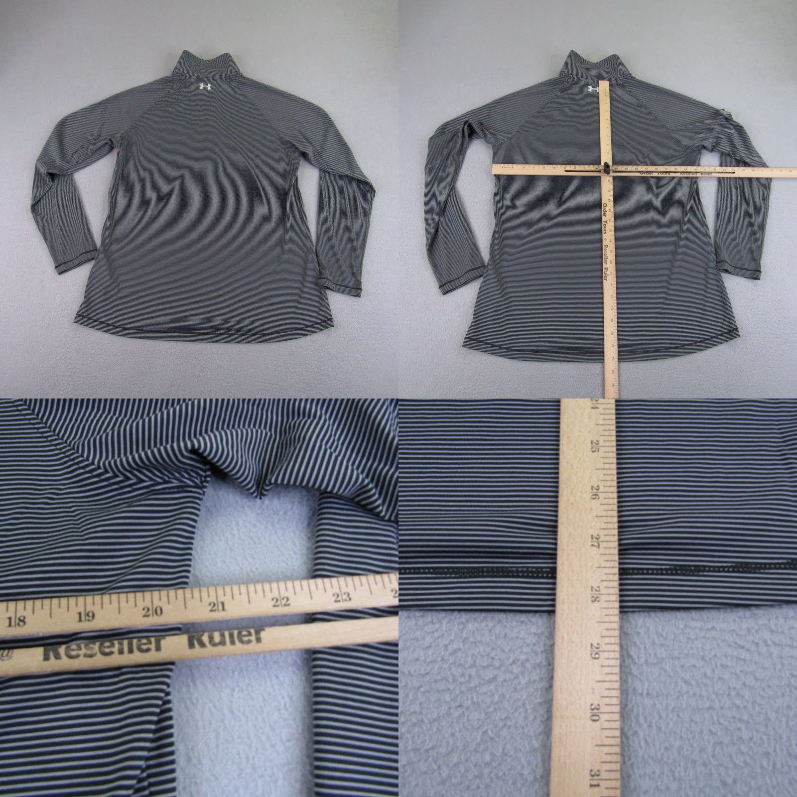 Under Armour Under Armour Pullover Sweater Womens Large Gray Stripes 1/4 Zip Heatgear Size L / US 10 / IT 46 - 8 Thumbnail
