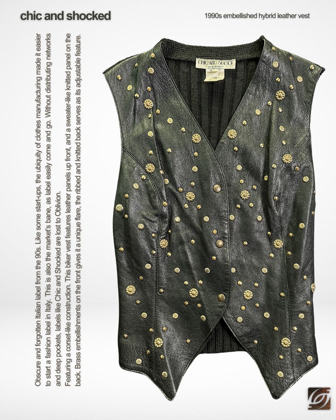 Vintage Chic and Shocked 1990s Embellished Hybrid Leather Vest Size M / US 6-8 / IT 42-44 - 1 Thumbnail
