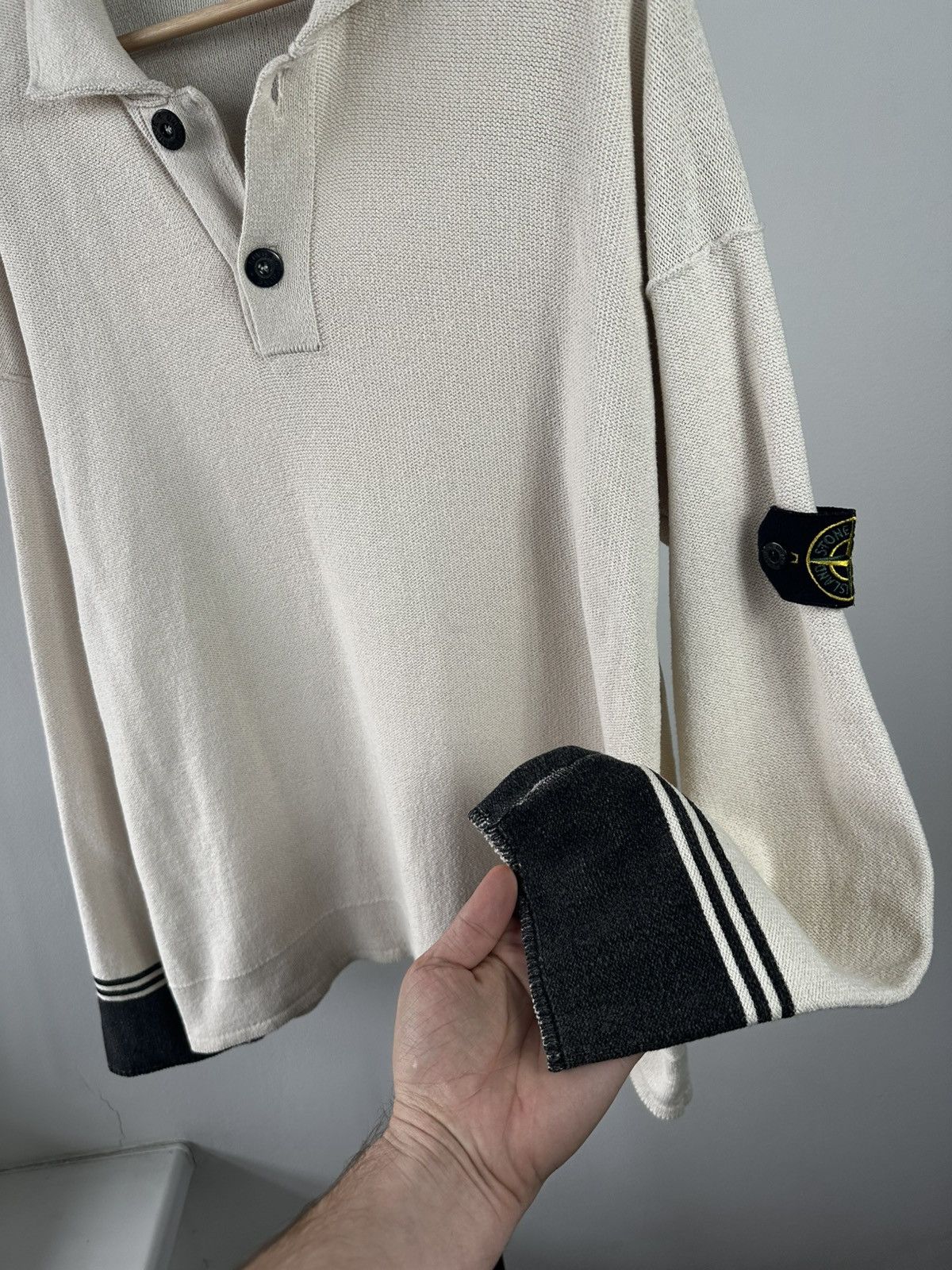 Stone Island Archive Stone Island 2006 Mock Neck Knit Pullover Cream Size US XXL / EU 58 / 5 - 2 Thumbnail