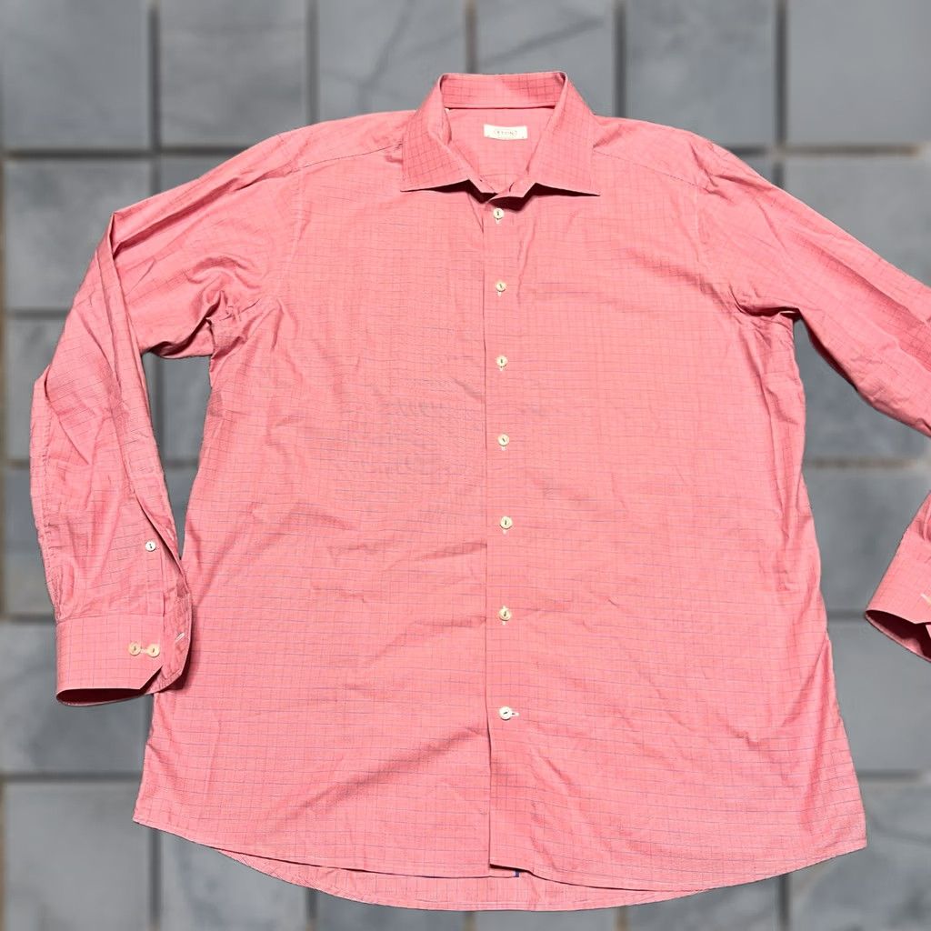 Eton ETON Shirt Mens 18 Pink Dress 46 Preppy Formal Casual Plaid Long Sleeve L Mens Boys? Size 42R - 1 Thumbnail