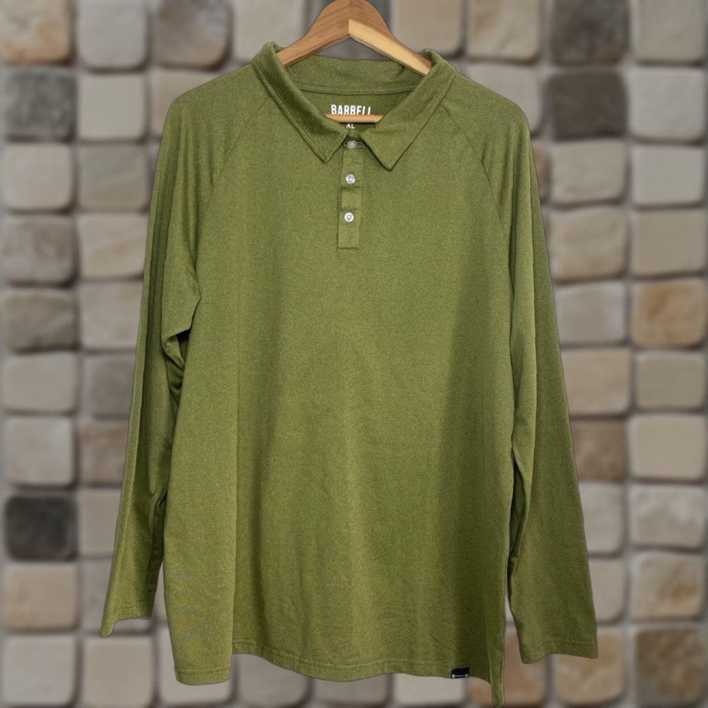 Vintage Barbell Apparel Men’s Long Sleeve Polo Shirt XL Green Barbell Apparel Polo Shirt Men’s XL Long Sleeve Green Performance Gym & Training Size US XL / EU 56 / 4 - 1 Thumbnail