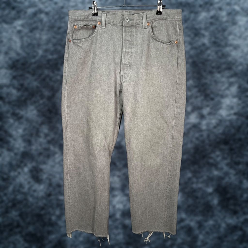 Levi's VINTAGE Levi's 501 Mens Jeans Gray Denim Distressed Hem 36 x 27 - Levi'S 501 Series 5-Pocket Design Button Closure Straight Size US 36 / EU 52 - 1 Thumbnail