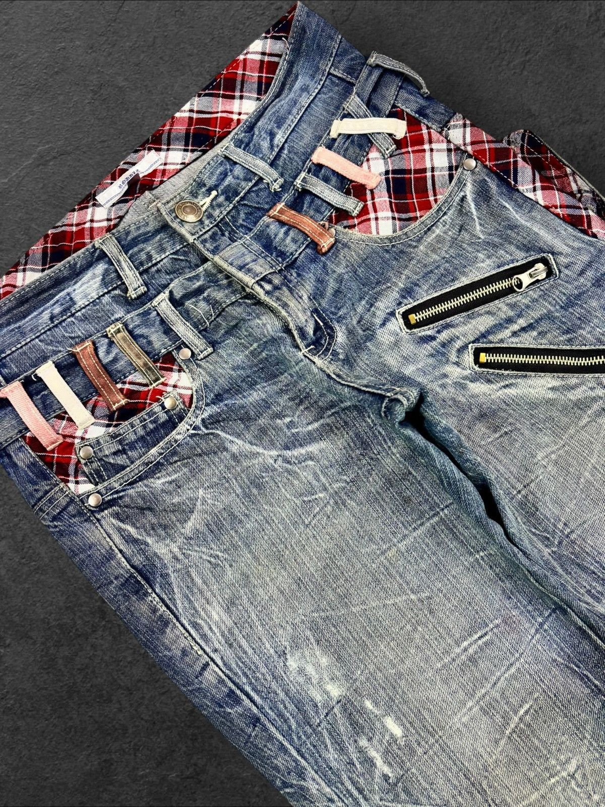 PPFM Grunge Japan Roddle Double Waist Strike Faded Distress Jeans Size US 30 / EU 46 - 6 Thumbnail