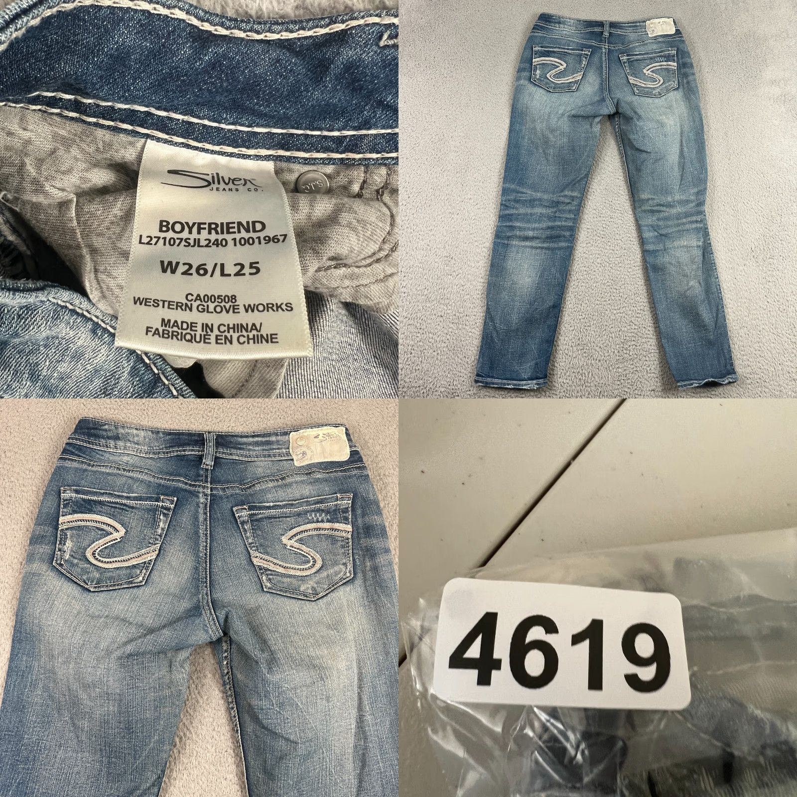 Silver Jeans Co. VINTAGE Silver Jeans Co Boyfriend Jeans Womens 26 31x28 Super Stretch High Rise Blue Distressed Denim Size 26" / US 2 / IT 38 - 8 Thumbnail