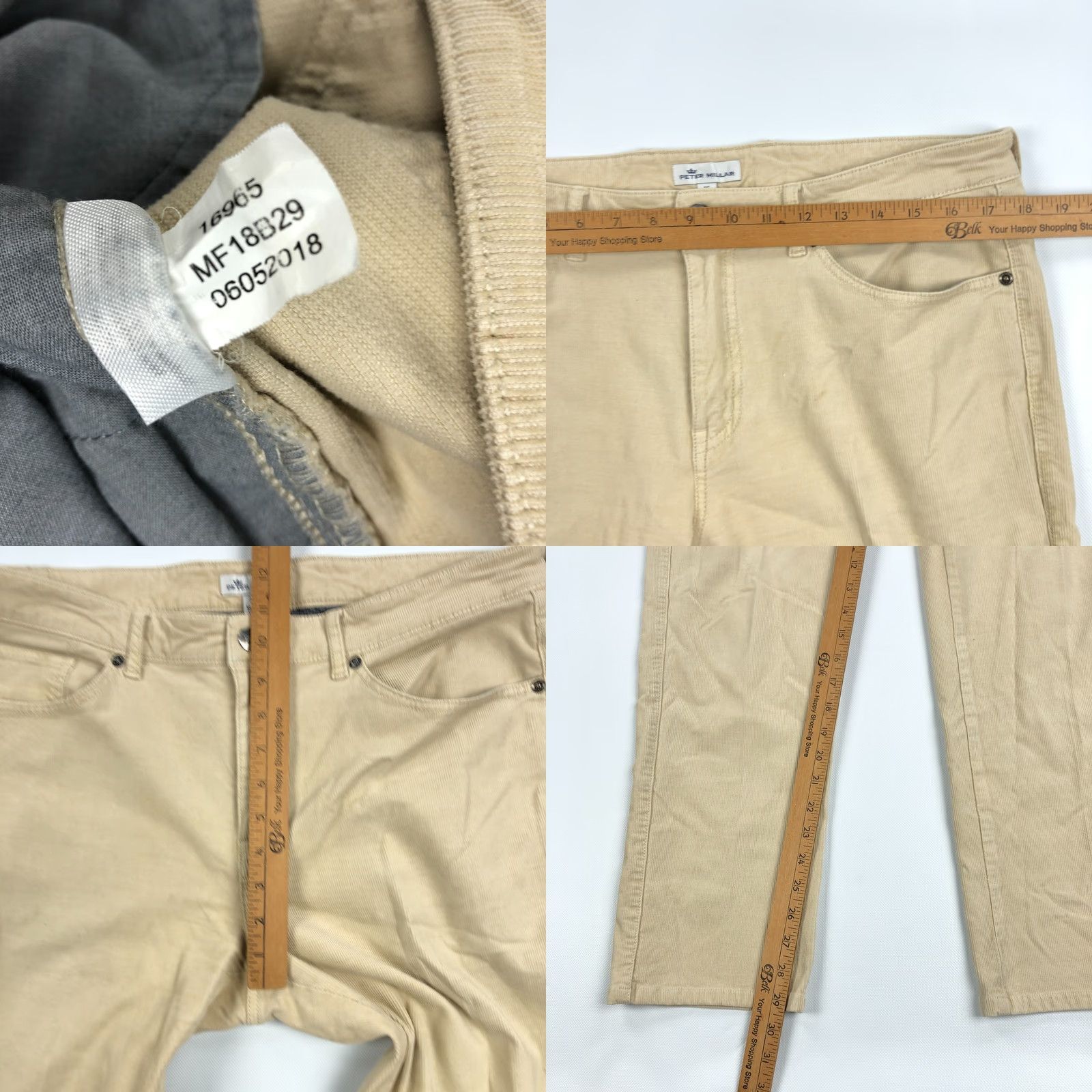 Peter Millar VINTAGE Peter Millar Pants Men 5-Pocket Beige Chino 35x30 Superior Soft Corduroy Crown Size US 35 - 8 Thumbnail