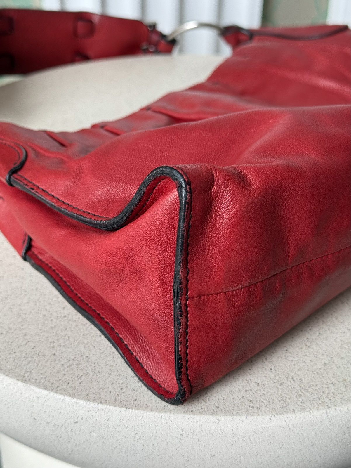 Prada Vintage Prada Logo Red Soft Leather Shoulder Bag Size ONE SIZE - 15 Thumbnail