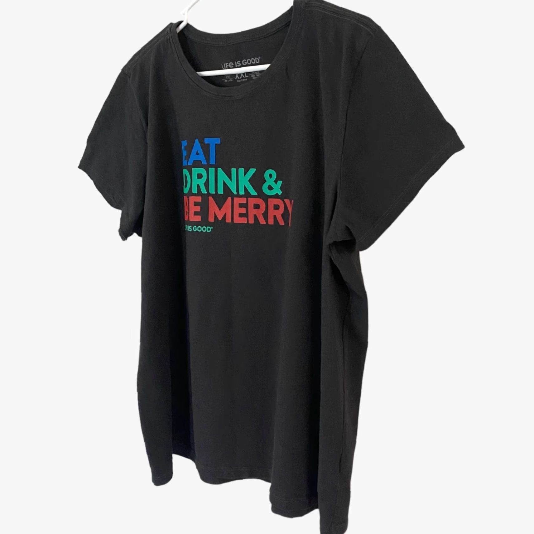 Life is Good VINTAGE LIFE IS GOOD Eat Drink & Be Merry Crusher T Shirt Christmas Black Womens XXL Size XXL / US 16-18 / IT 52-54 - 4 Thumbnail