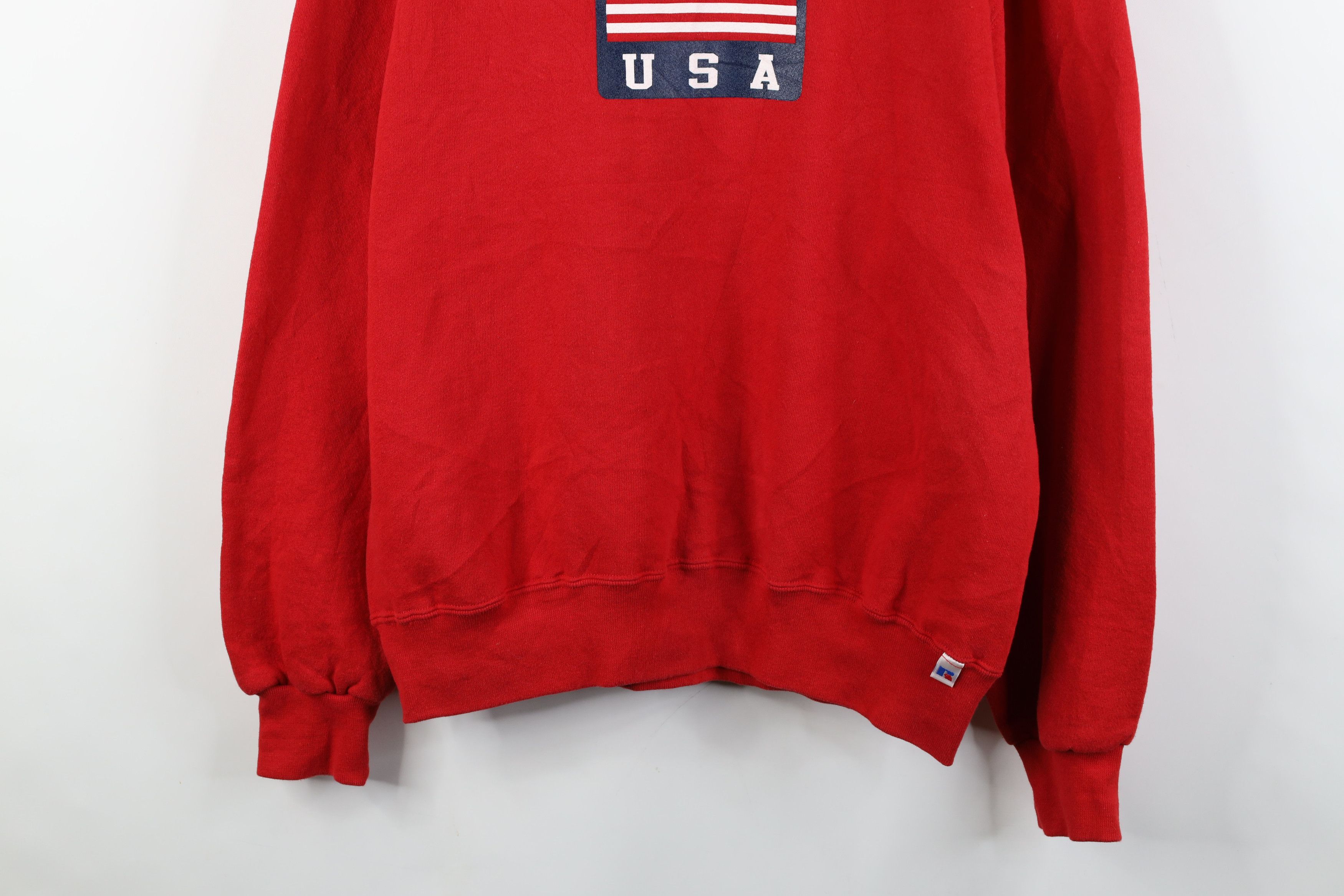 Russell Athletic Vintage 90s Russell Athletic Spell USA Flag Sweatshirt Red Size US L / EU 52-54 / 3 - 3 Thumbnail