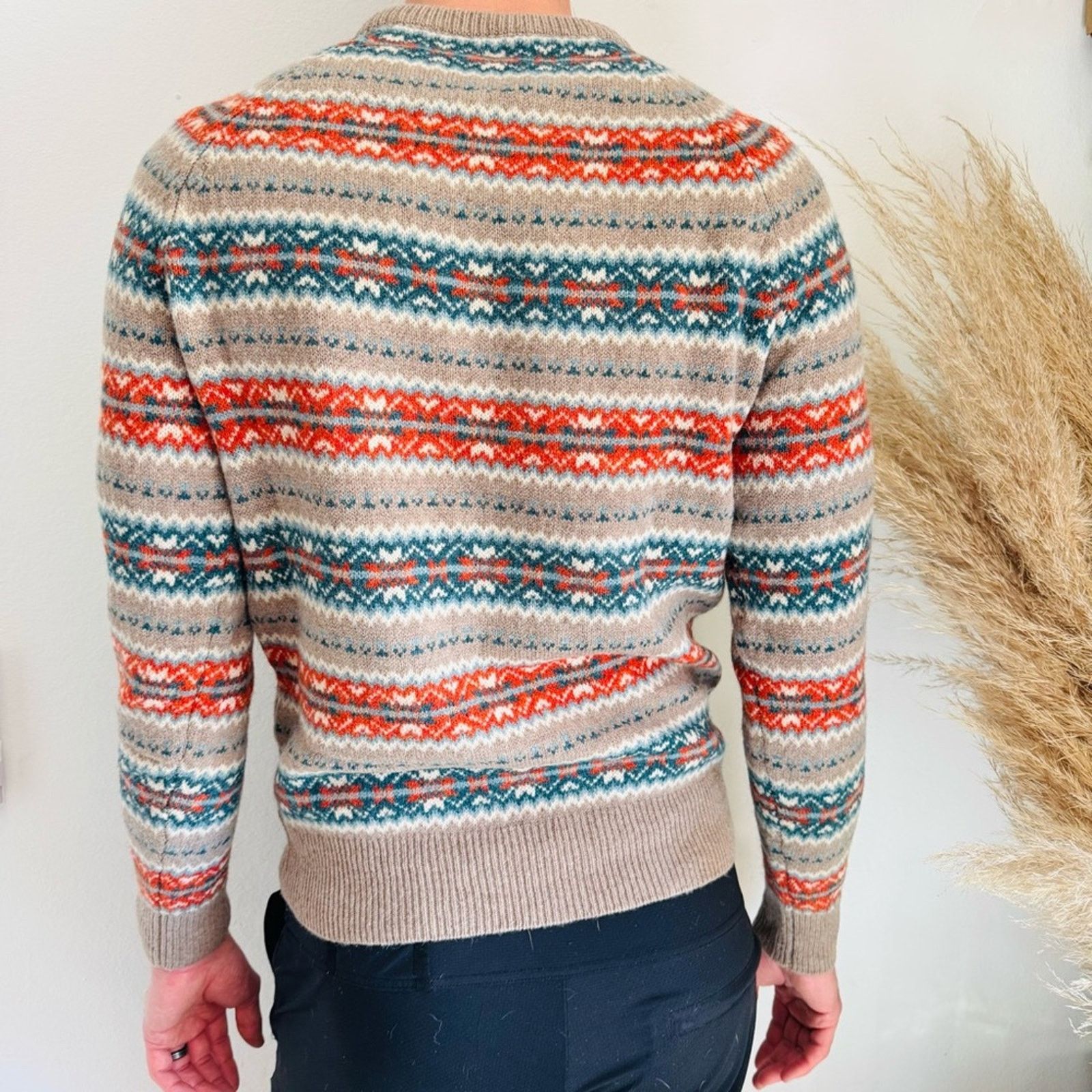 J.Crew J CREW Beige Tan Blue Fair Isle Wool Strip Crew $228 Sweater Size US S / EU 44-46 / 1 - 11 Thumbnail
