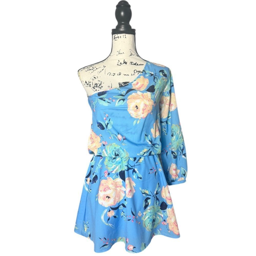 Other Yumi Kim SZ S Sky Blue Rose Garden One Shoulder Mini Dress Size S / US 4 / IT 40 - 1 Thumbnail