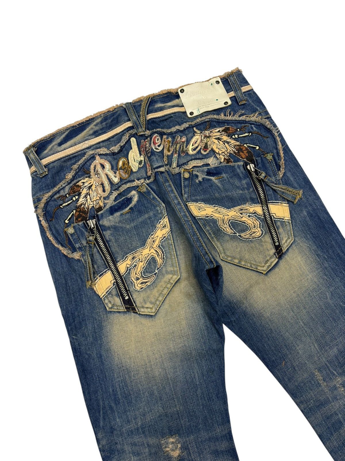 If Six Was Nine 🔥RED PEPPER Rusty Mud Wash Flared Jean Distressed Denim Size US 32 / EU 48 - 5 Thumbnail
