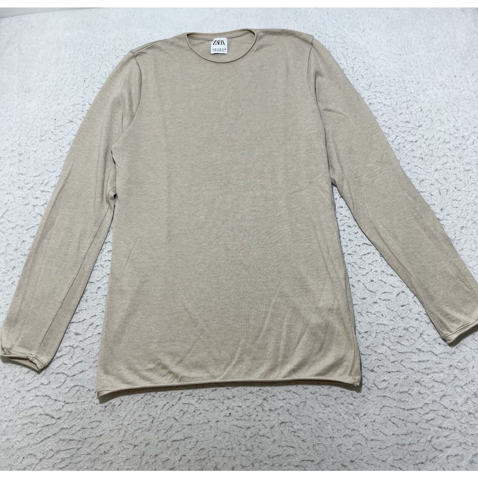 Zara Zara Long Sleeve Lightweight T Shirt Elastic Waist Beige Size M / US 6-8 / IT 42-44 - 1 Thumbnail