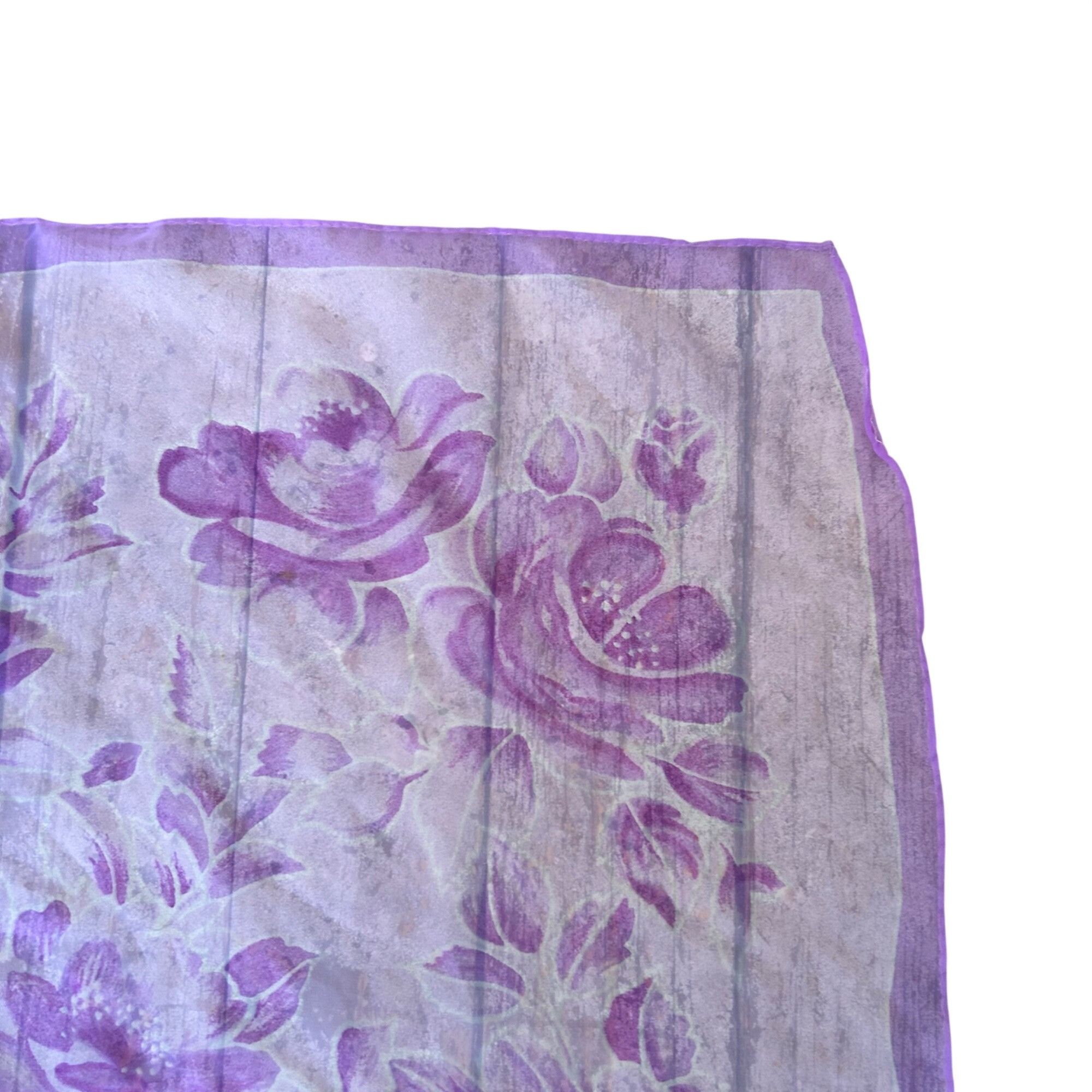 Vintage Vintage Purple Rose Floral Square Sheer Romantic Ethereal Sc Size ONE SIZE - 2 Thumbnail