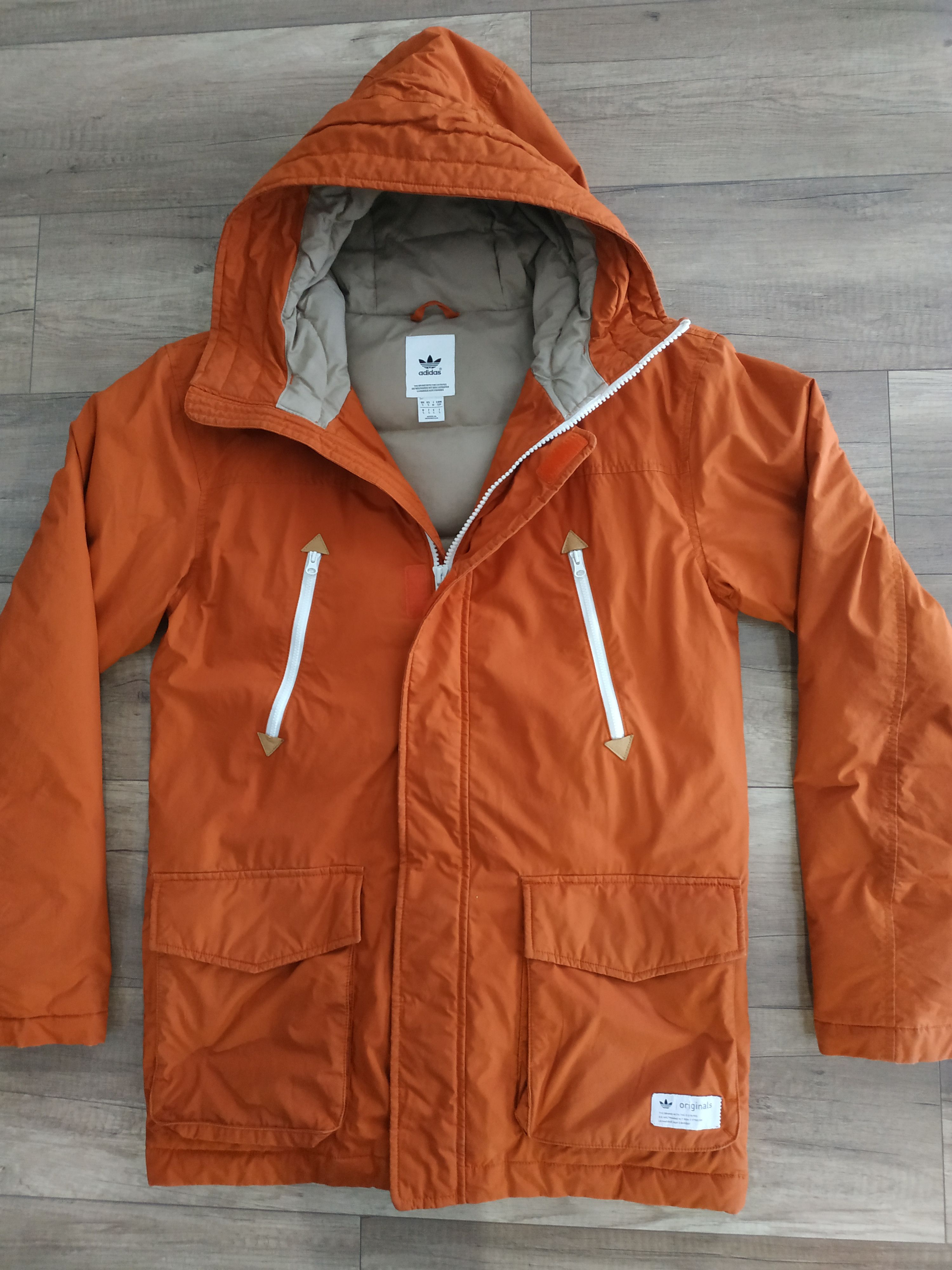 image of Adidas Originals Down Men's Winter Coat/jacket, Size Small in Orange