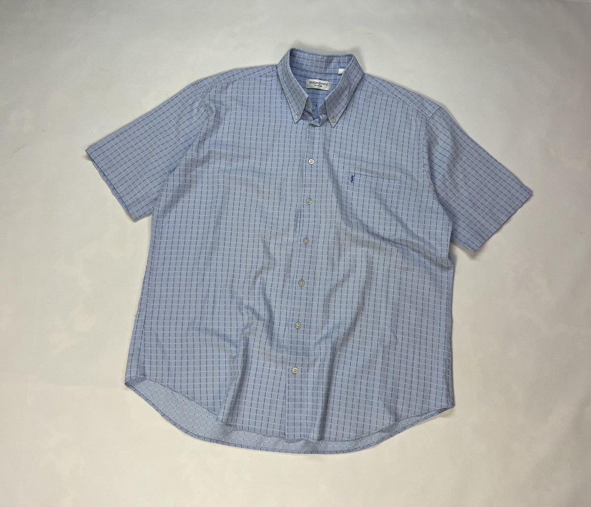 Vintage × Yves Saint Laurent Yves Saint Laurent Homme Summer Check Short Sleeve Shirt Size US XL / EU 56 / 4 - 1 Thumbnail
