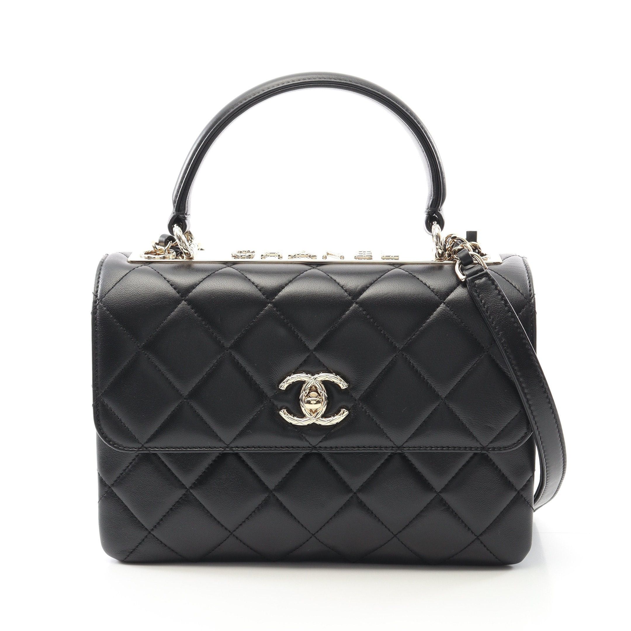 Chanel Trendy Cc Top Handle Chain Shoulder Bag Lambskin Black Gold Hardware, Women's