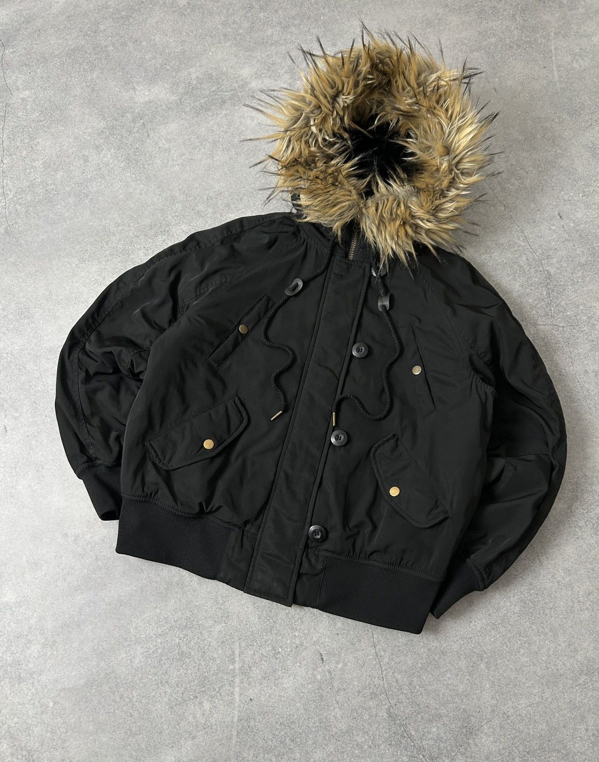 Japanese Brand Alaska y2k black bomber jacket with Fur Size M / US 6-8 / IT 42-44 - 2 Thumbnail