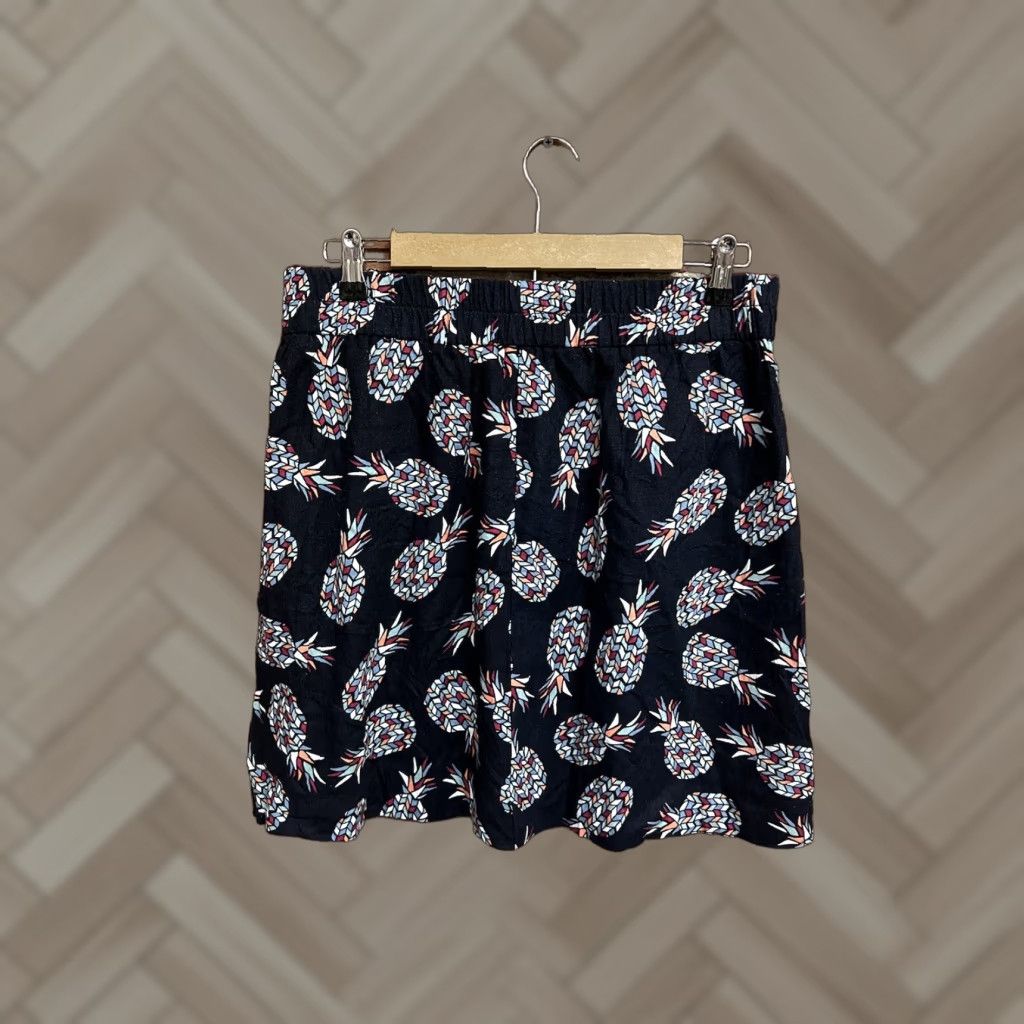 Loft LOFT Skirt Women M Mini Short Linen Blend Blue Pineapple Multicolor 19in, 19 inches, Regular Length, Smoke Free, Used Size 32" / US 10 / IT 46 - 1 Thumbnail