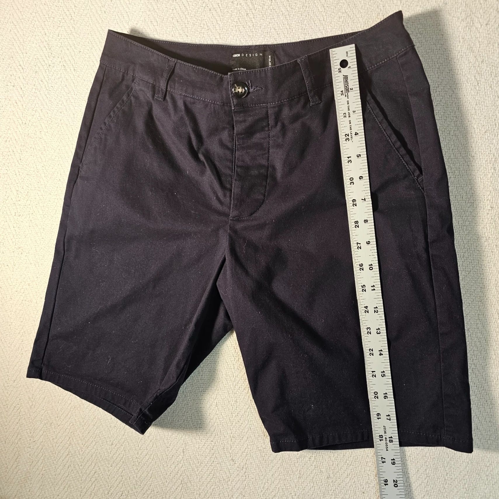 Asos VINTAGE ASOS Design Skinny Chino Shorts Men 32 Navy Blue Casual Outdoor Beach Slim Fit Size US 32 / EU 48 - 3 Thumbnail