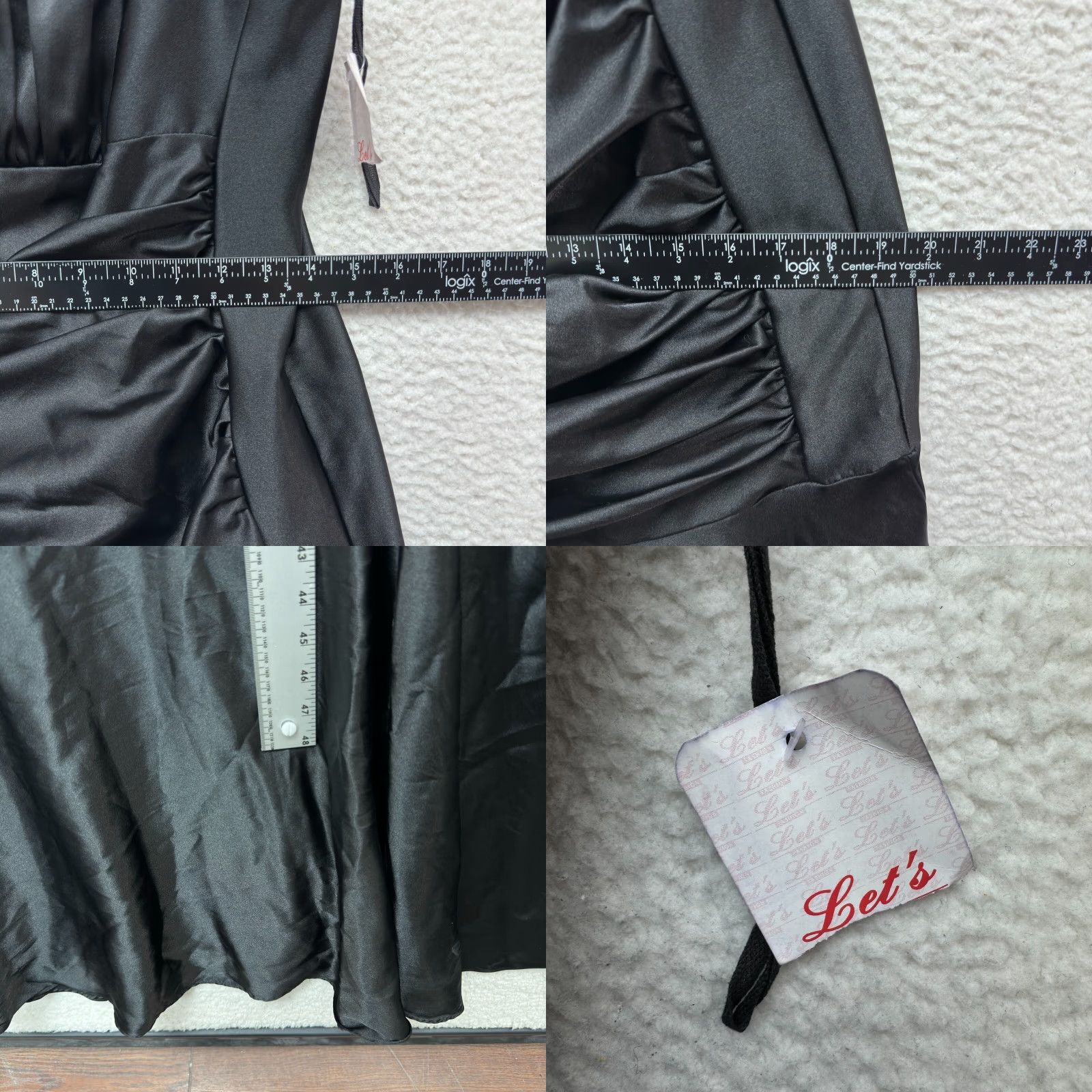 Vintage NEW DEADSTOCK 90s Y2K Vintage Prom Dress Large Black Satin Fairy Goth Whimsigoth Size L / US 10 / IT 46 - 8 Thumbnail