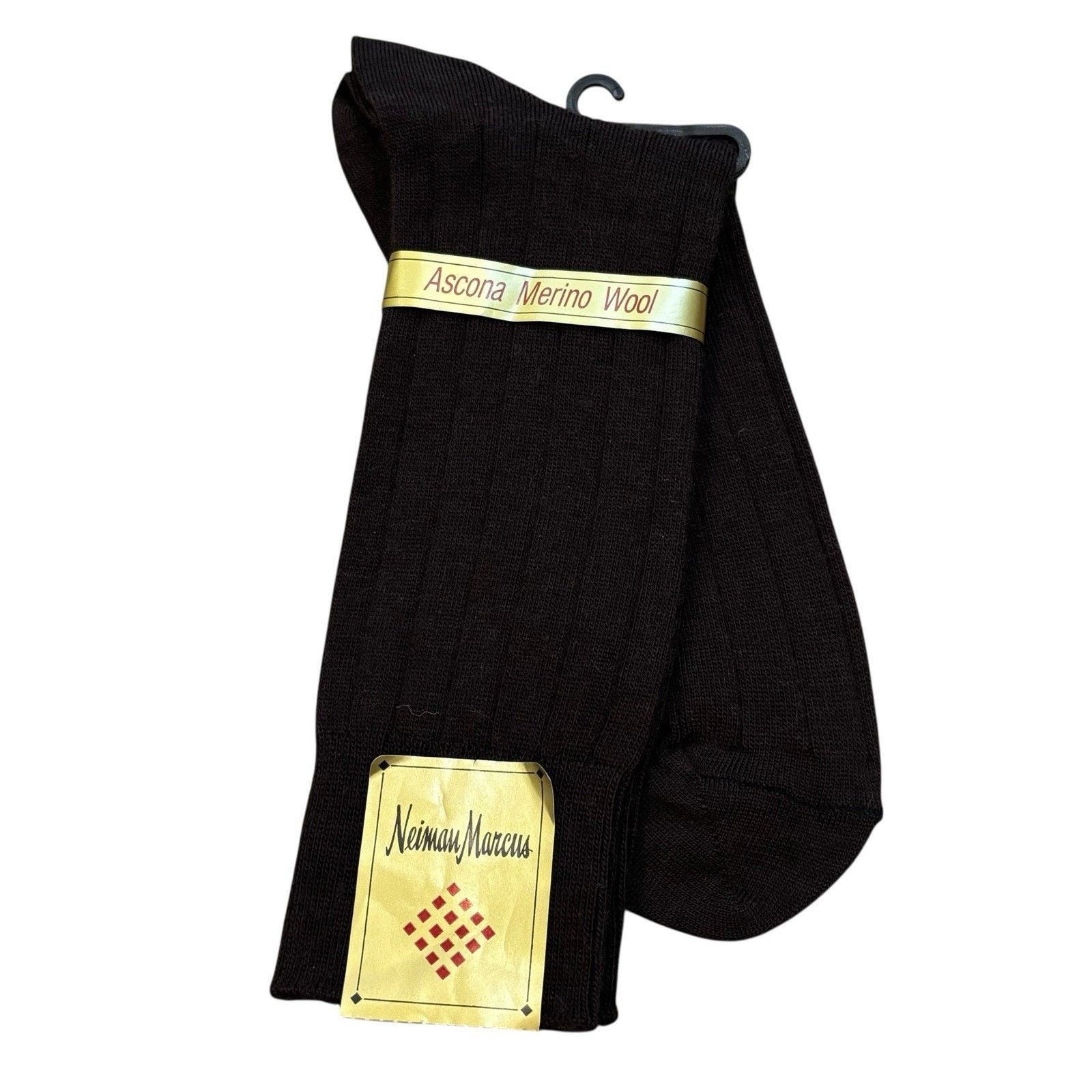 Neiman Marcus Deadstock Vintage Merino Wool Socks Brown Neiman Marcus OS Size ONE SIZE - 1 Thumbnail