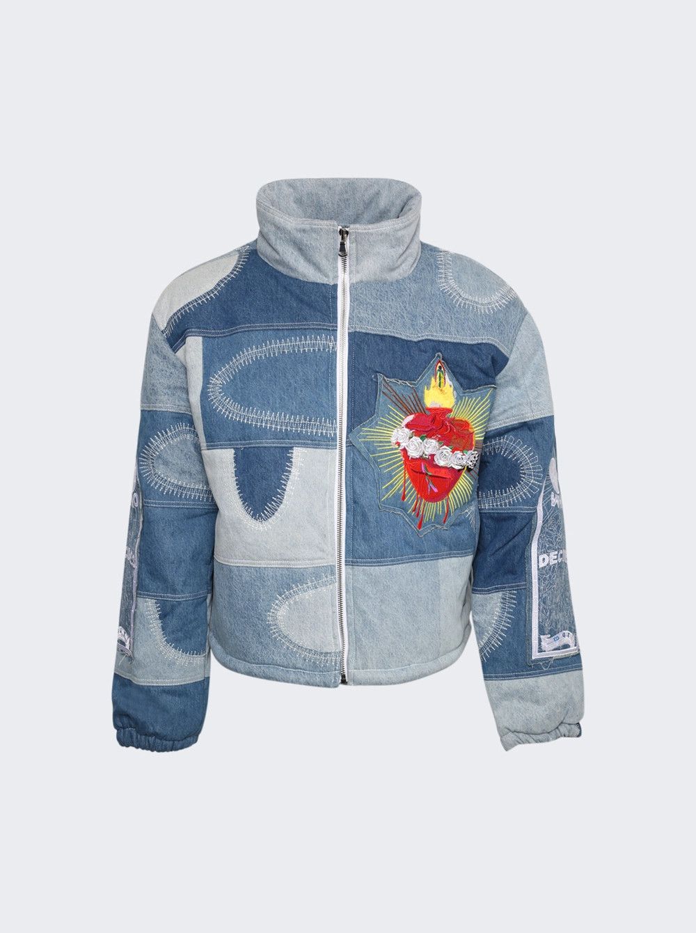 Who Decides War o1gr1nt0525 Sacred Melded Denim Puffer Jacket in Blue Size US L / EU 52-54 / 3 - 1 Thumbnail